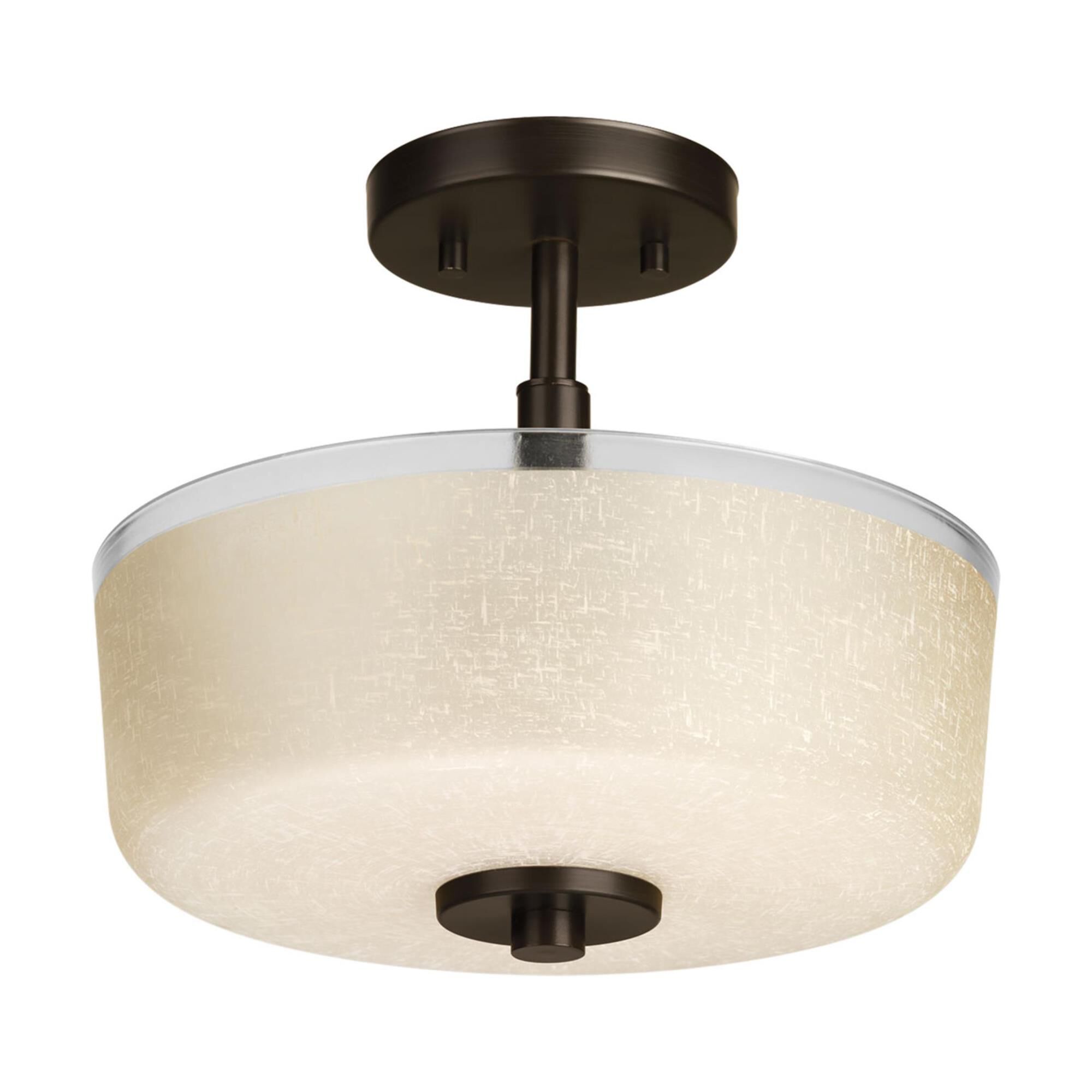 Shown in Antique Bronze finish and Etched umber linen glass