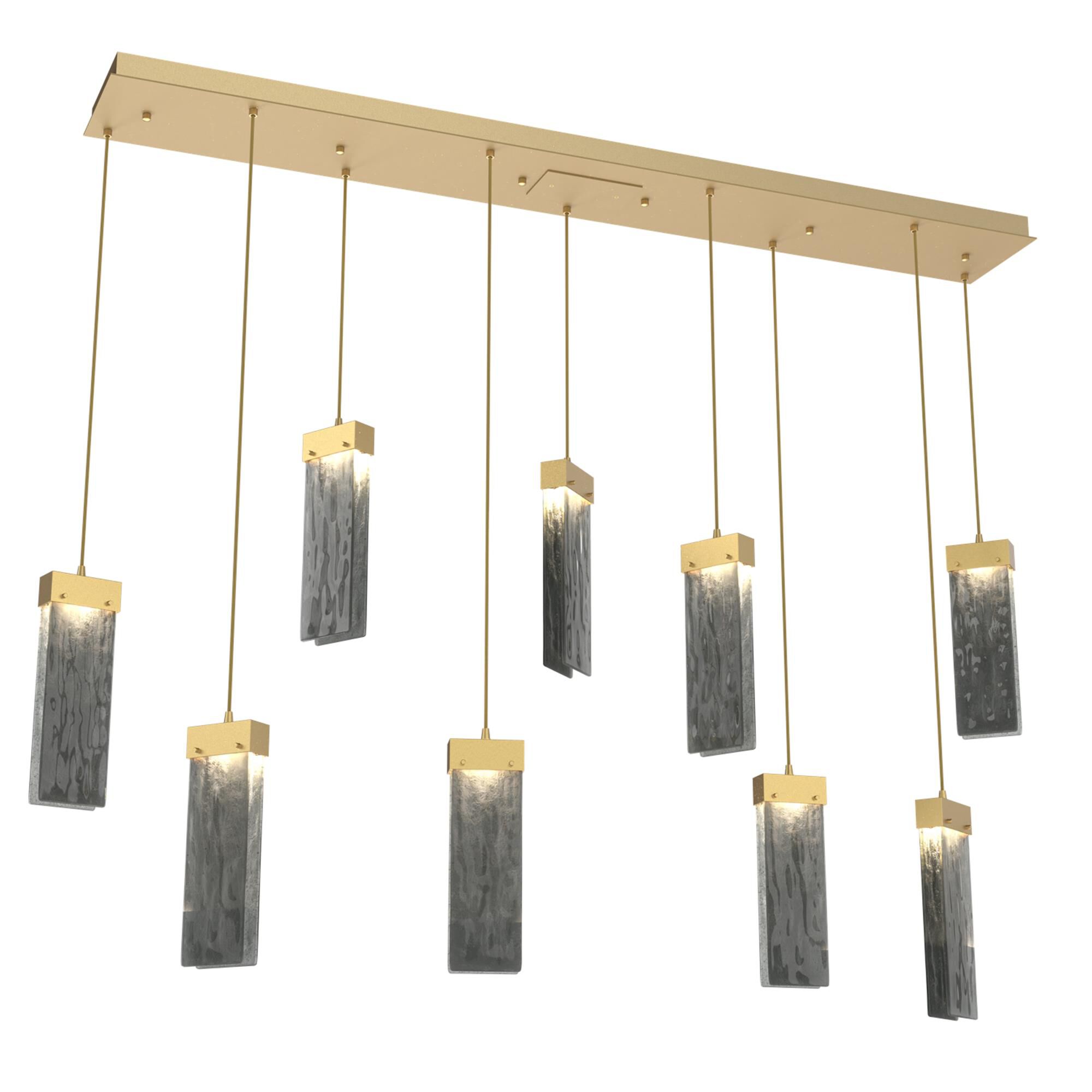 Shown in Gilded Brass finish and Smoke Granite glass
