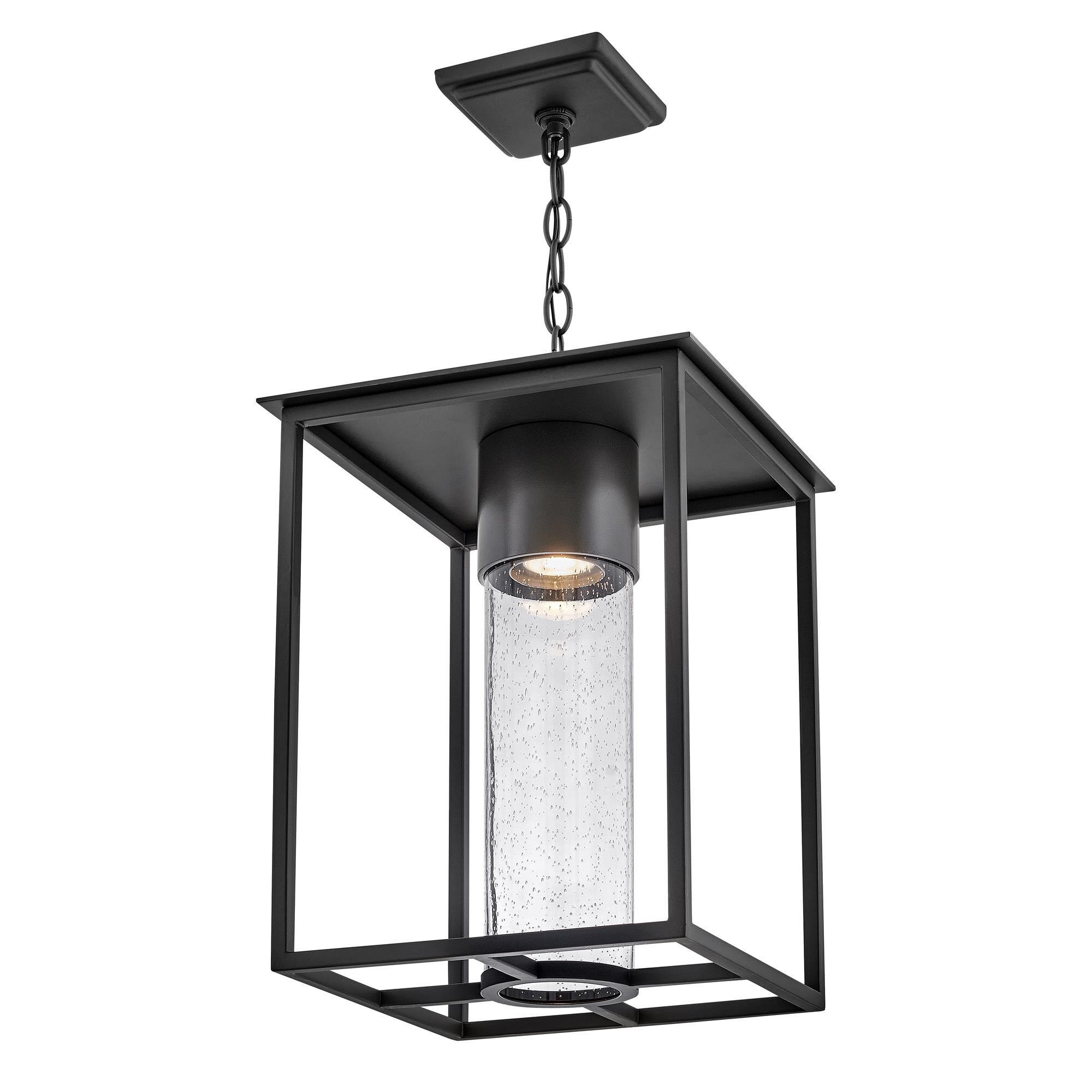 Shown in Black finish and Clear Seedy glass