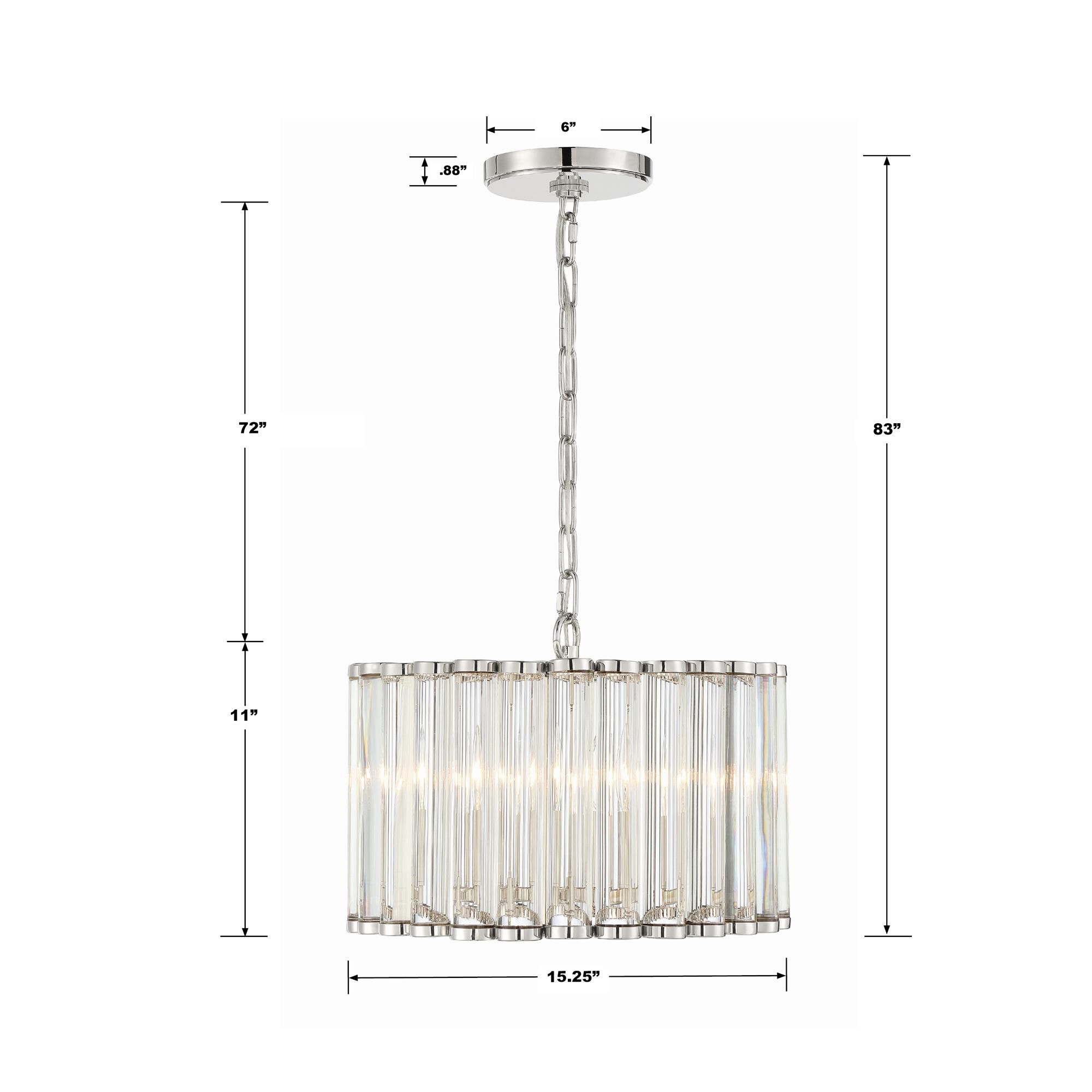 Shown in Polished Nickel finish and Clear Glass crystal
