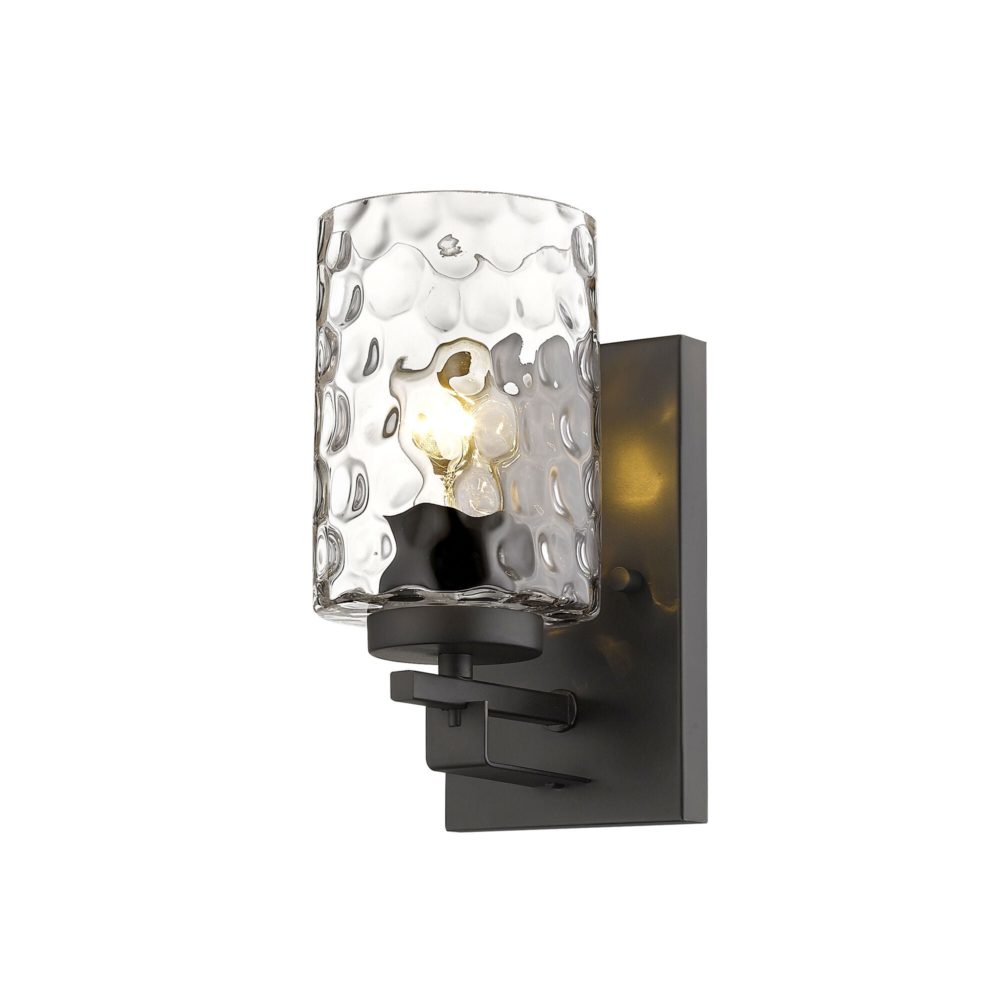 Shown in Oil-Rubbed Bronze finish and Clear glass and Clear, Optic Cylindrical Glass shade