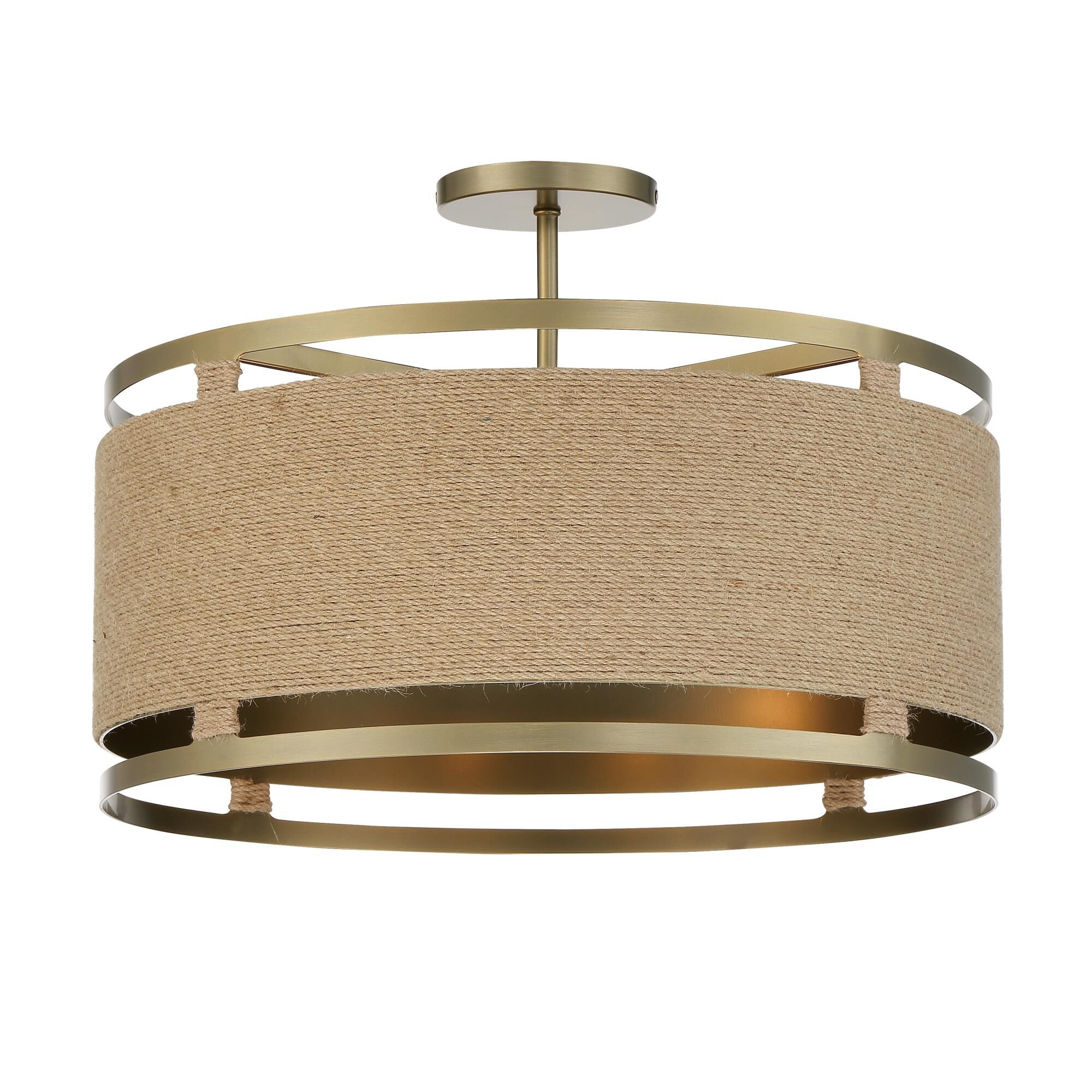 Shown in Soft Brass finish and Natural Rope shade