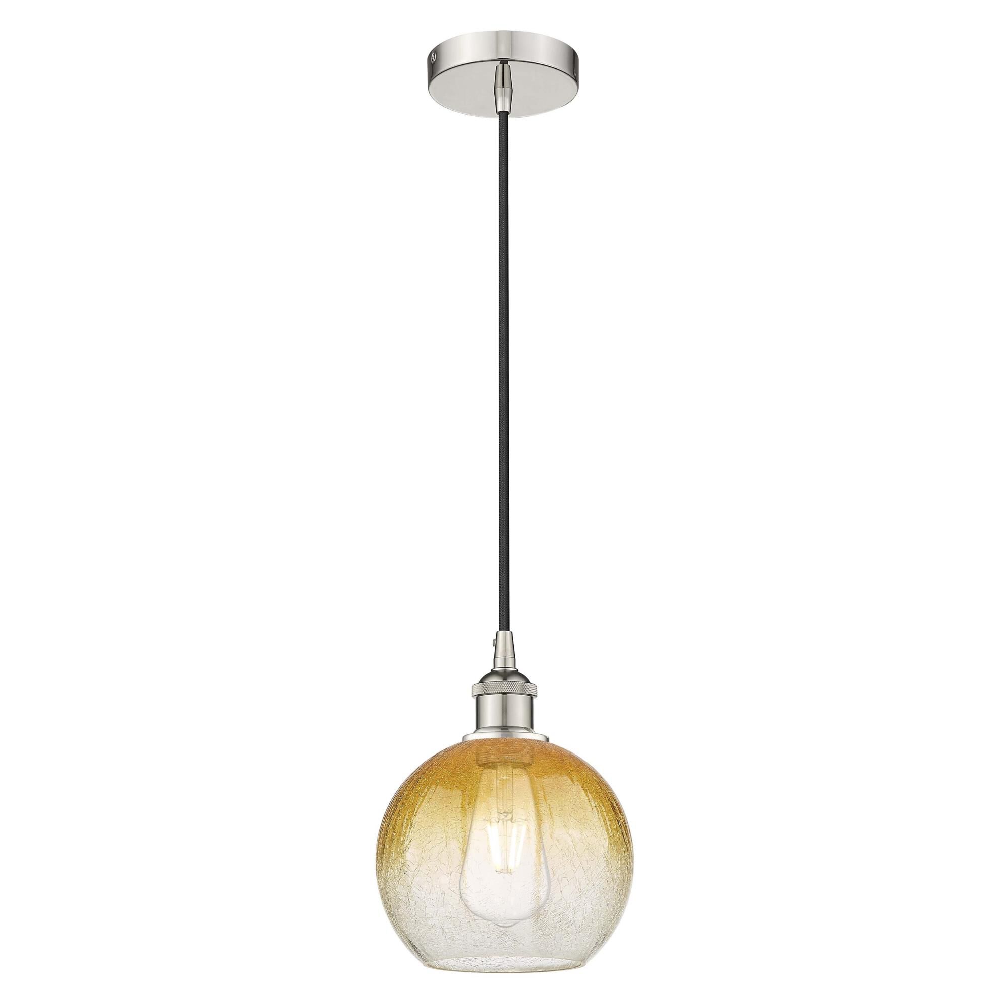 Shown in Polished Nickel finish and Amber glass