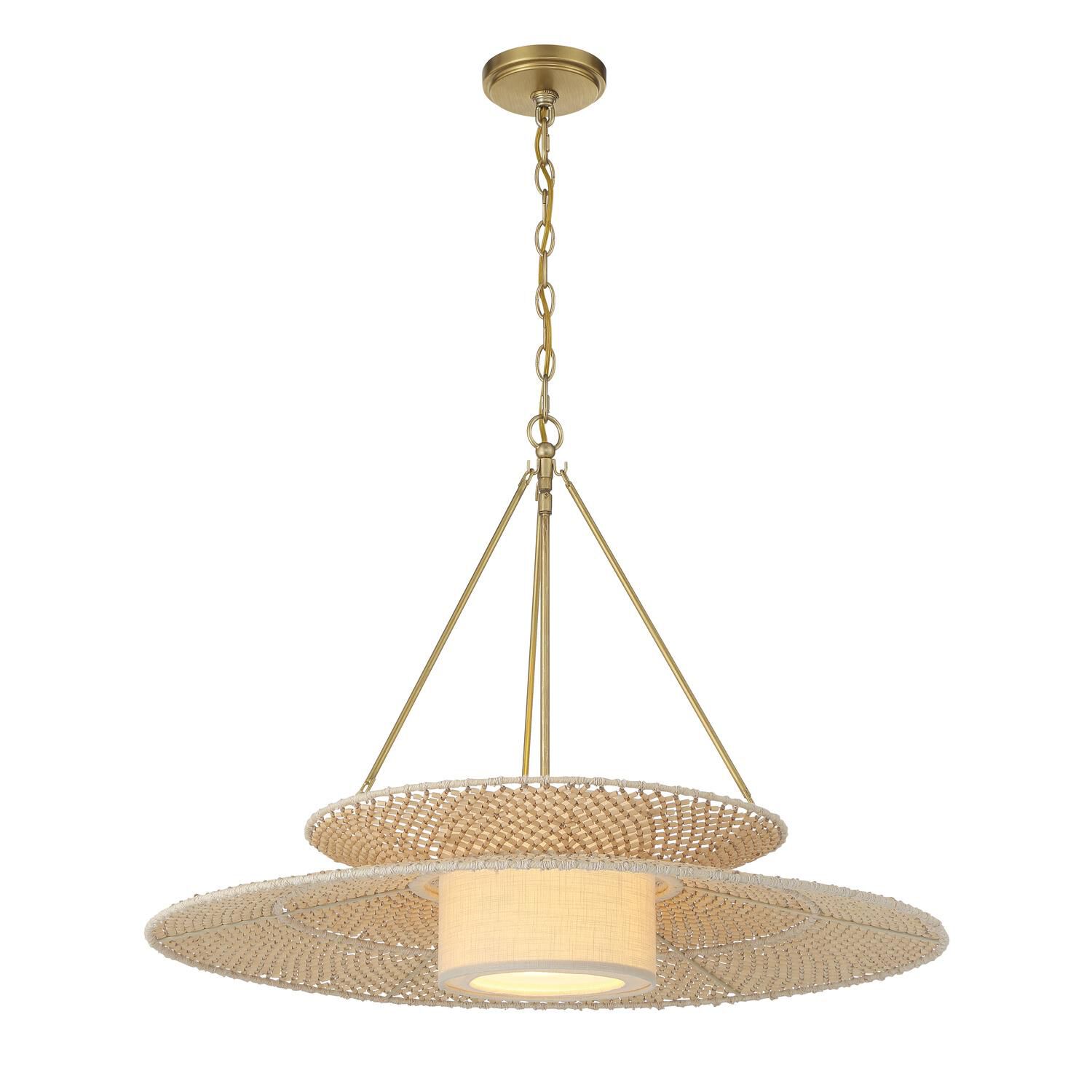 Shown in Soft Gold finish and Linen glass and Linen shade