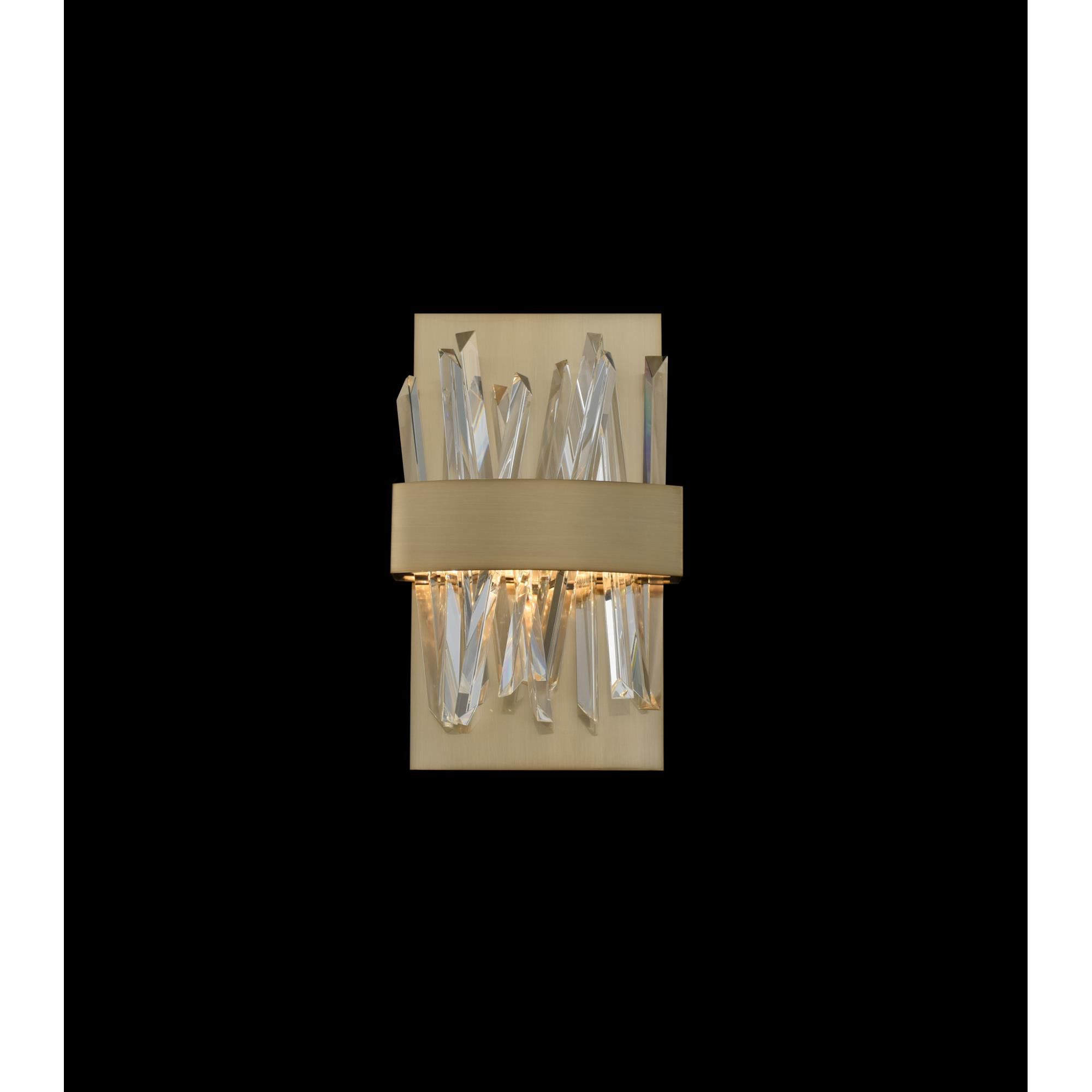 Shown in Brushed Champagne Gold finish and Firenze  Spears crystal and Clear Glacier glass