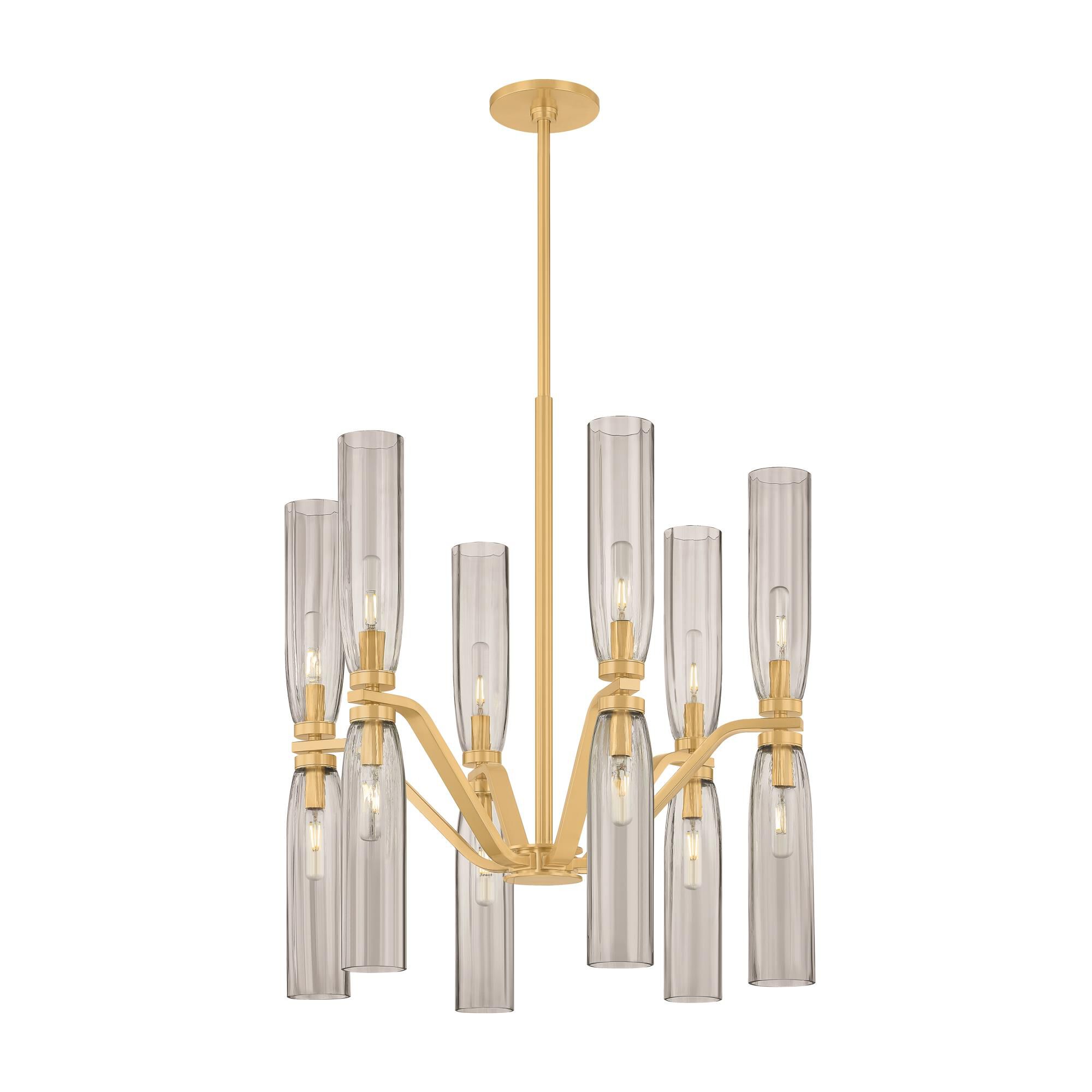 Shown in Aged Brass finish and Smoke glass