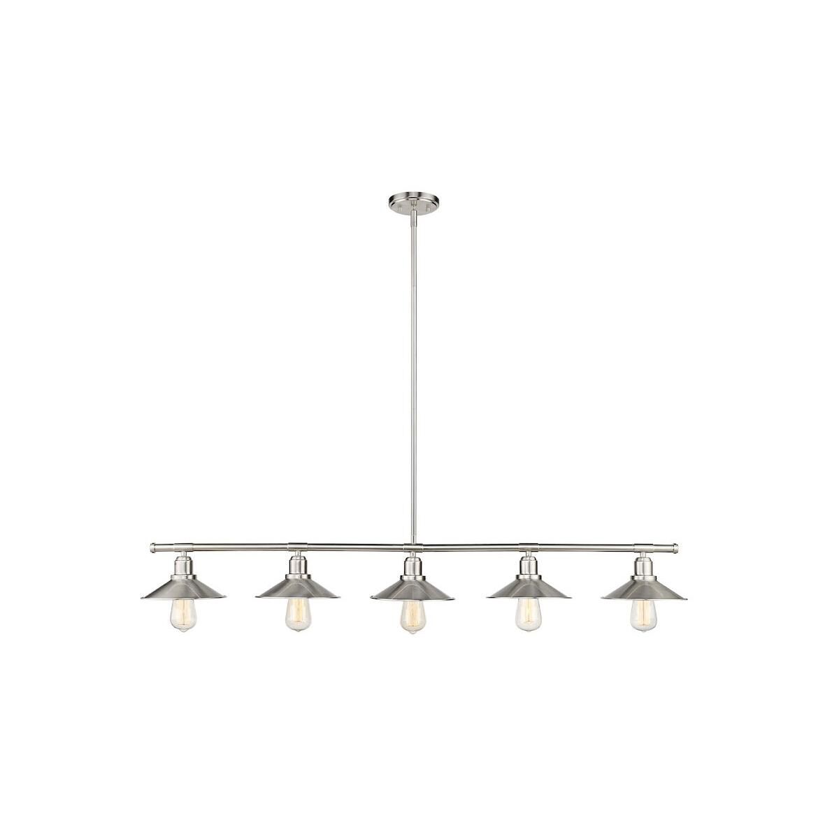 Shown in Brushed Nickel finish and Steel shade