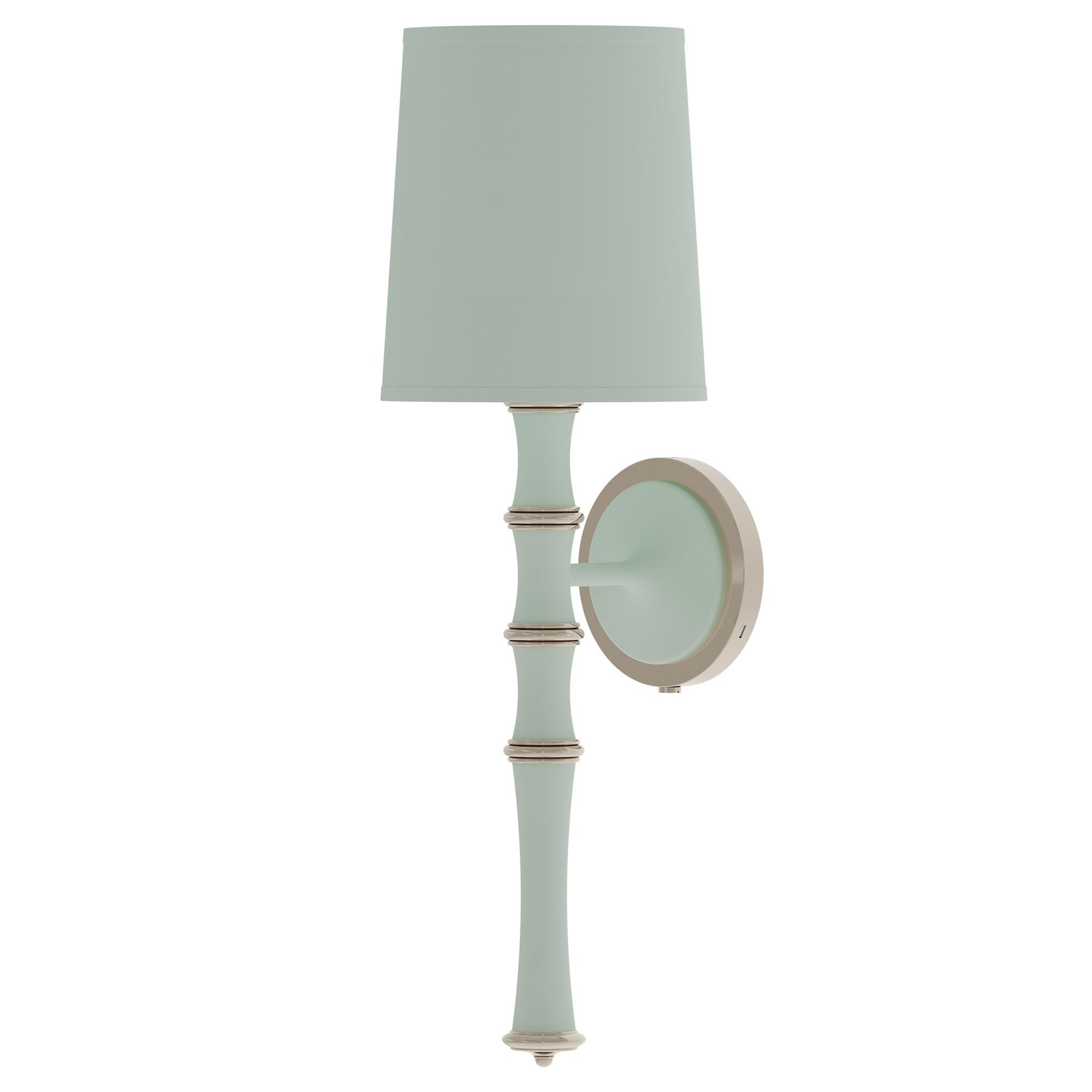 Shown in Matte Celadon finish and Celadon shade and Polished Nickel  accent