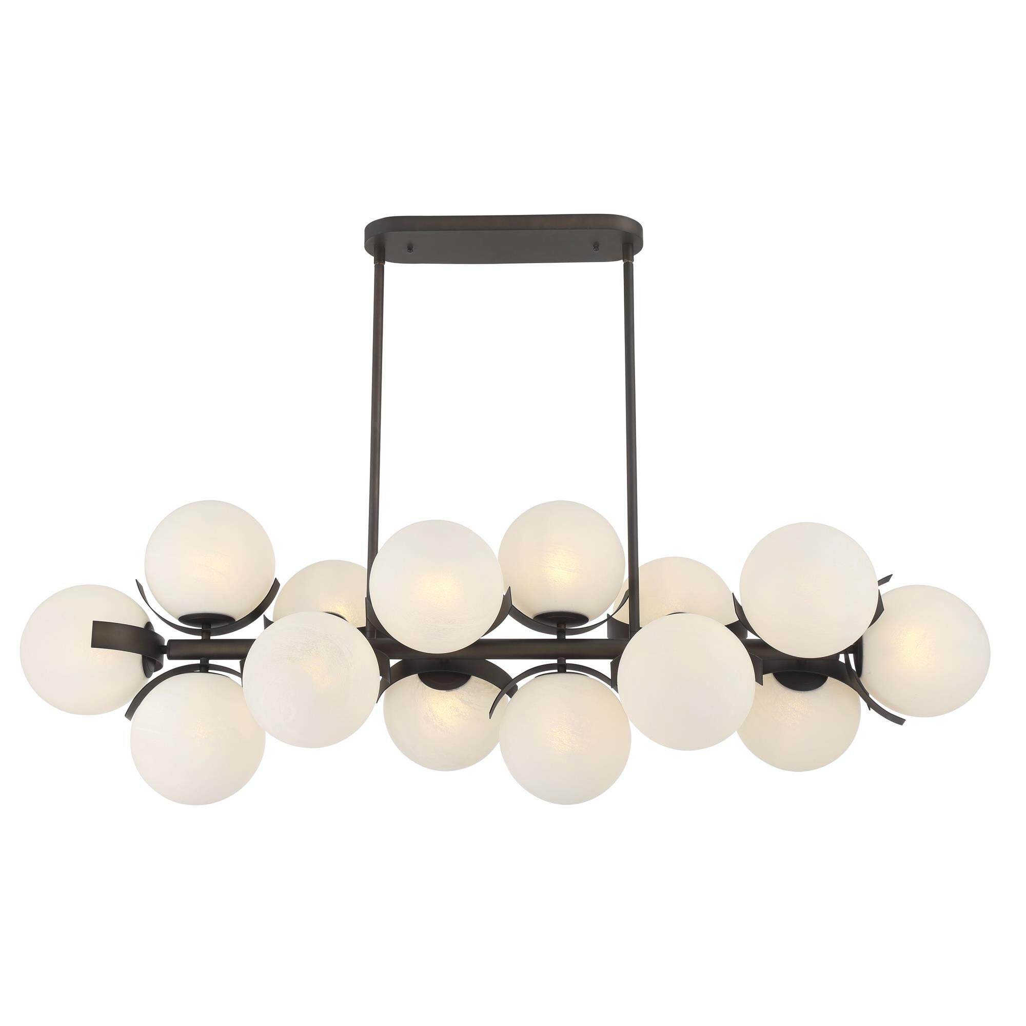Shown in Dark Bronze finish and White Etched Alabaster glass