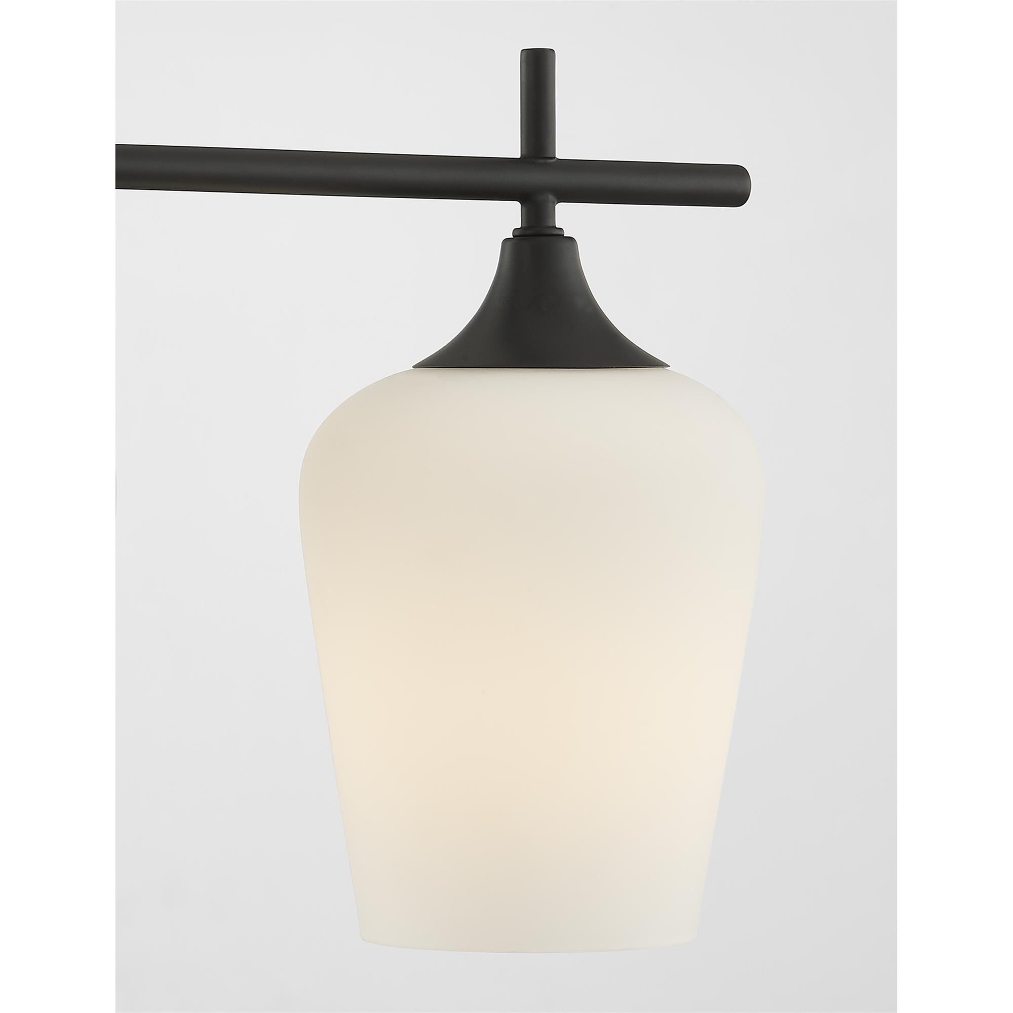Shown in Matte Black finish and White Opal glass