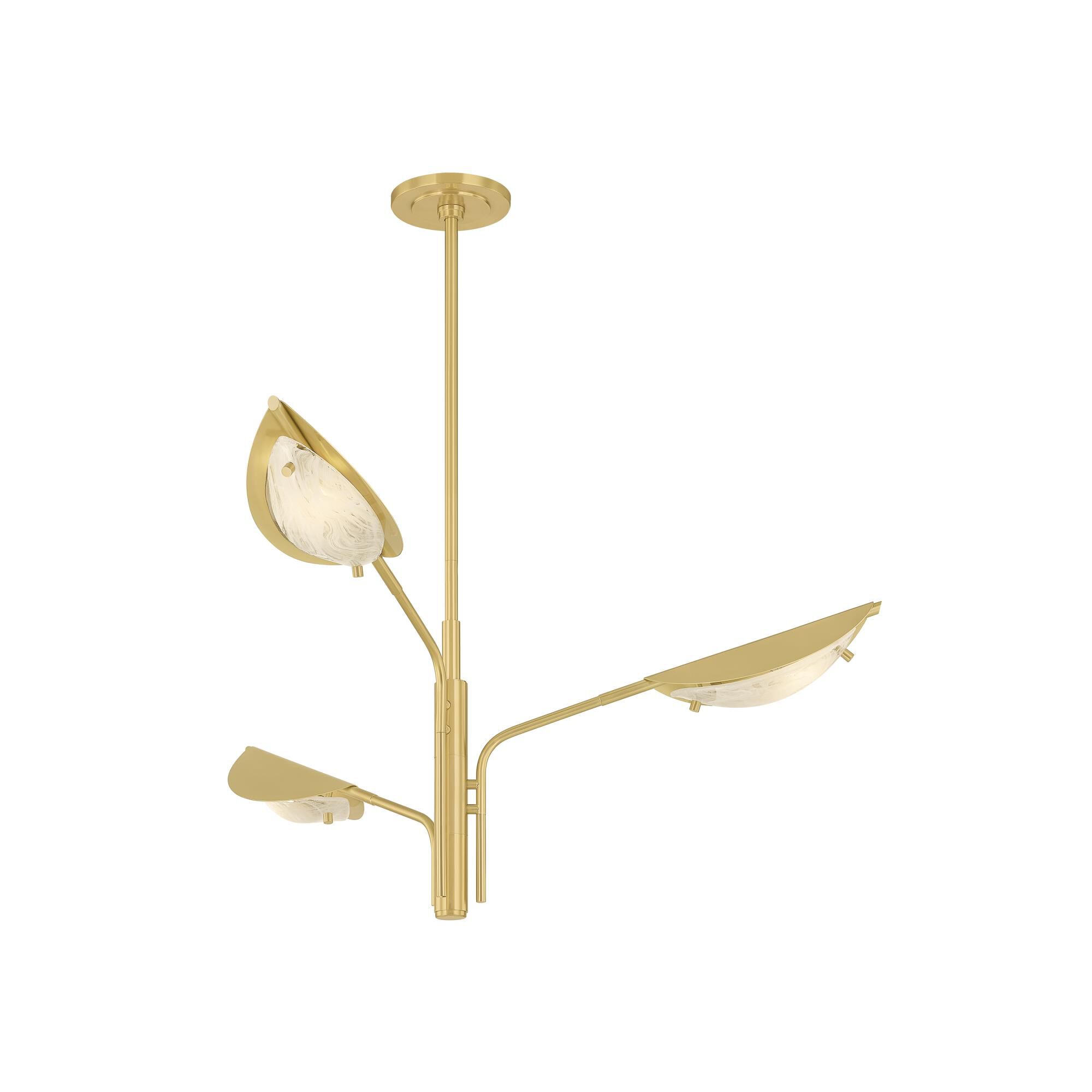 Shown in Aged Brass finish and Remolino Blanco shade