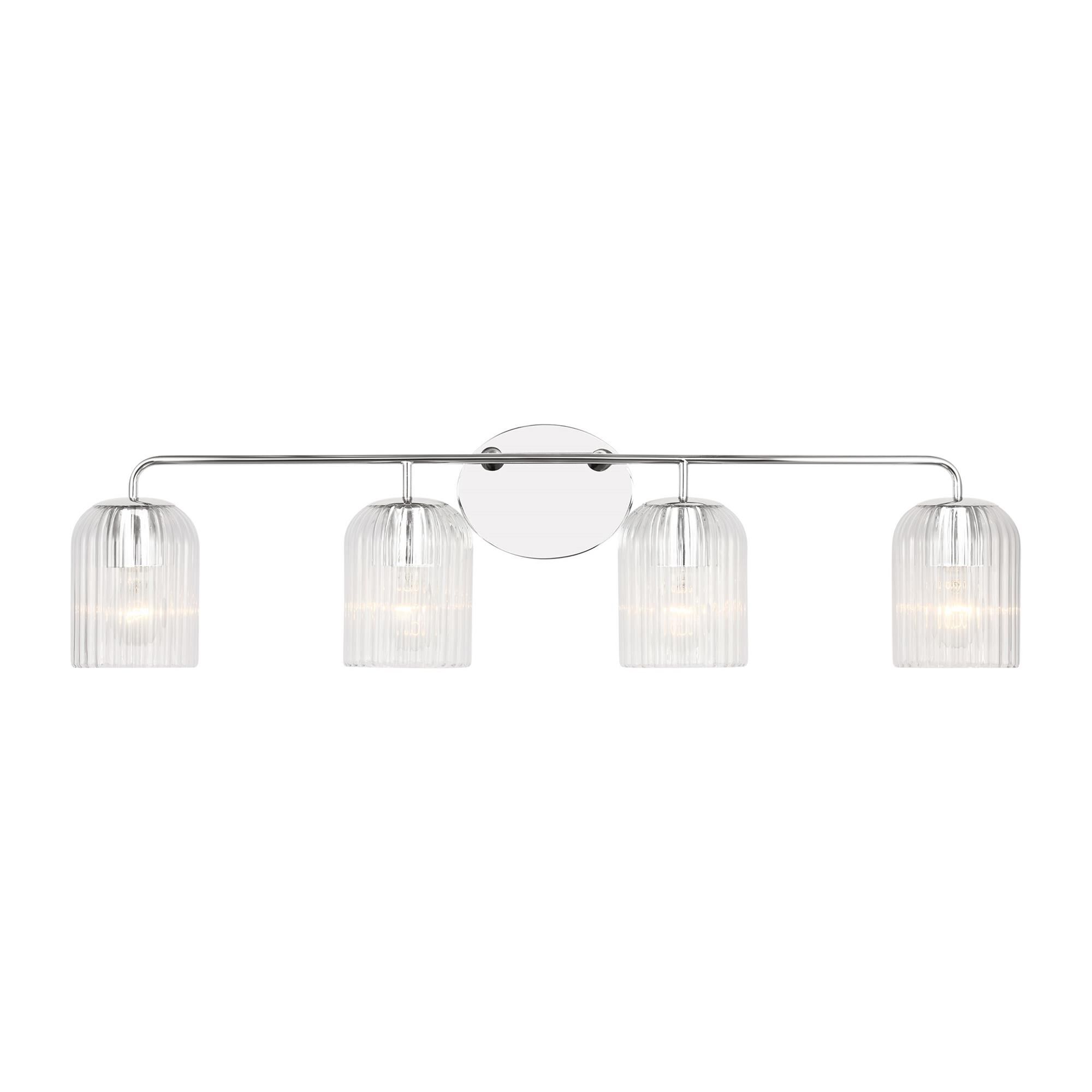 Shown in Chrome finish and Clear Ribbed glass
