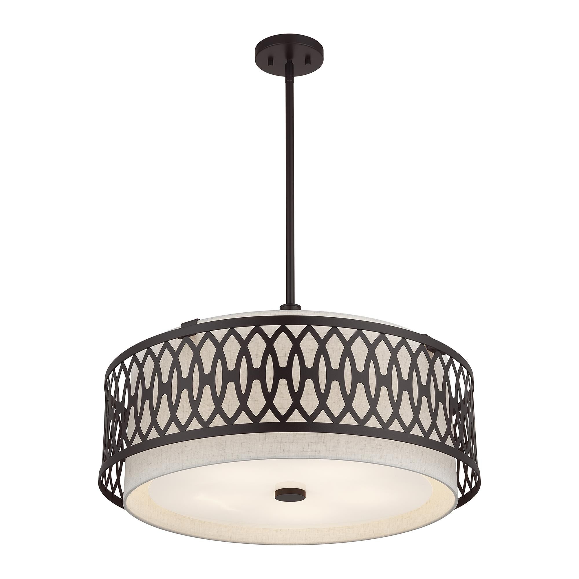 Shown in English Bronze finish and Hand Crafted Oatmeal Color Hardback shade