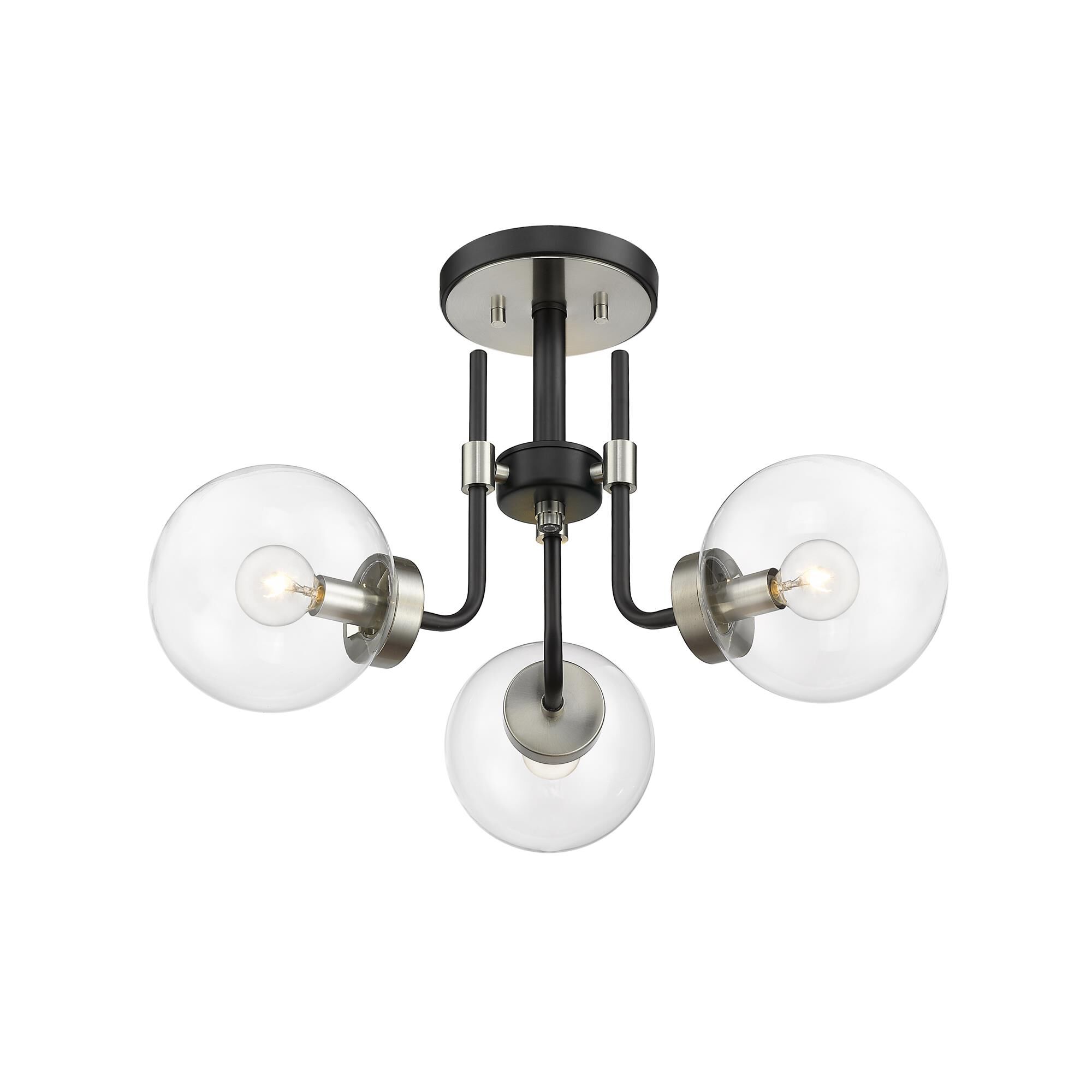 Shown in Matte Black + Brushed Nickel finish and Glass shade