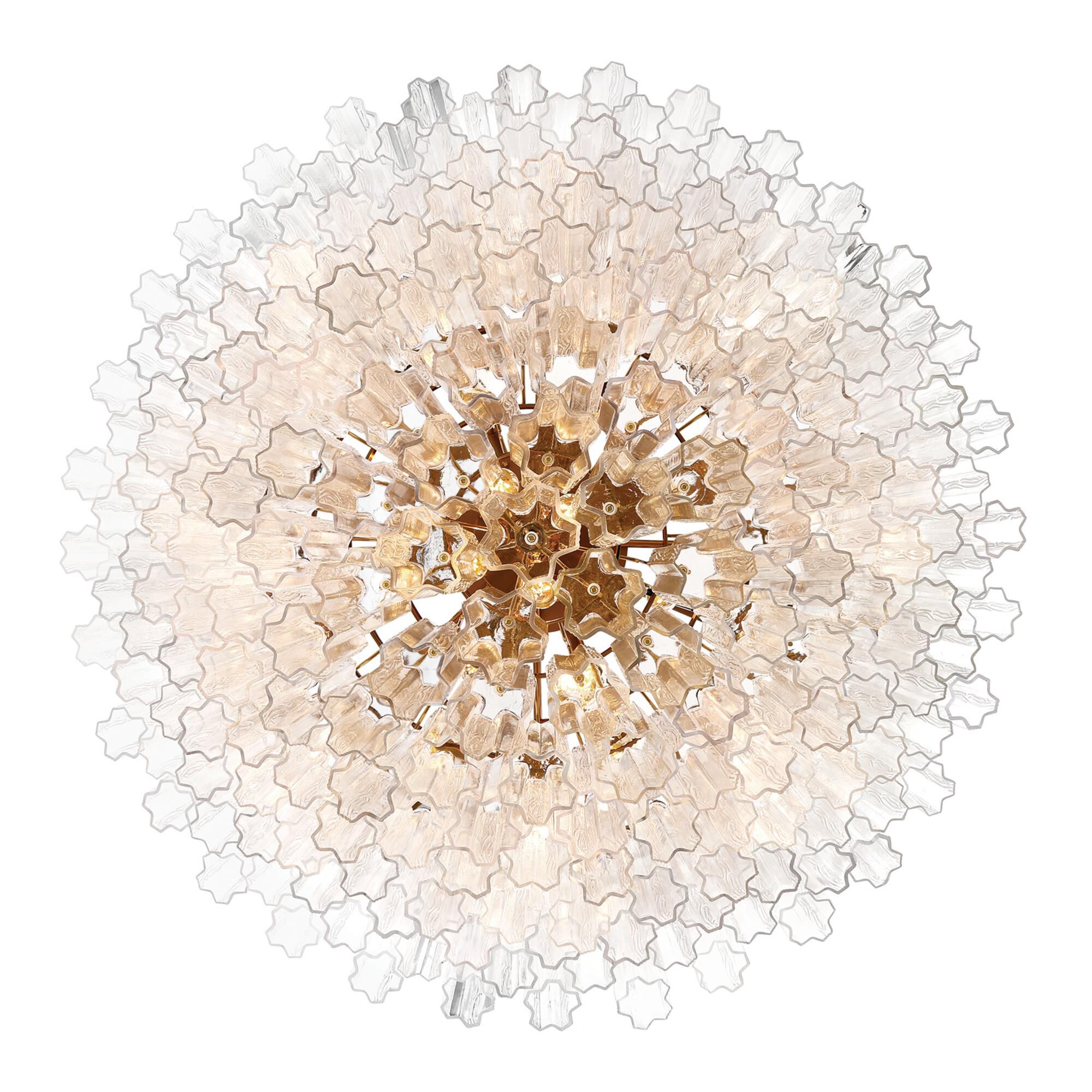 Shown in Aged Brass finish and Tronchi Glass crystal