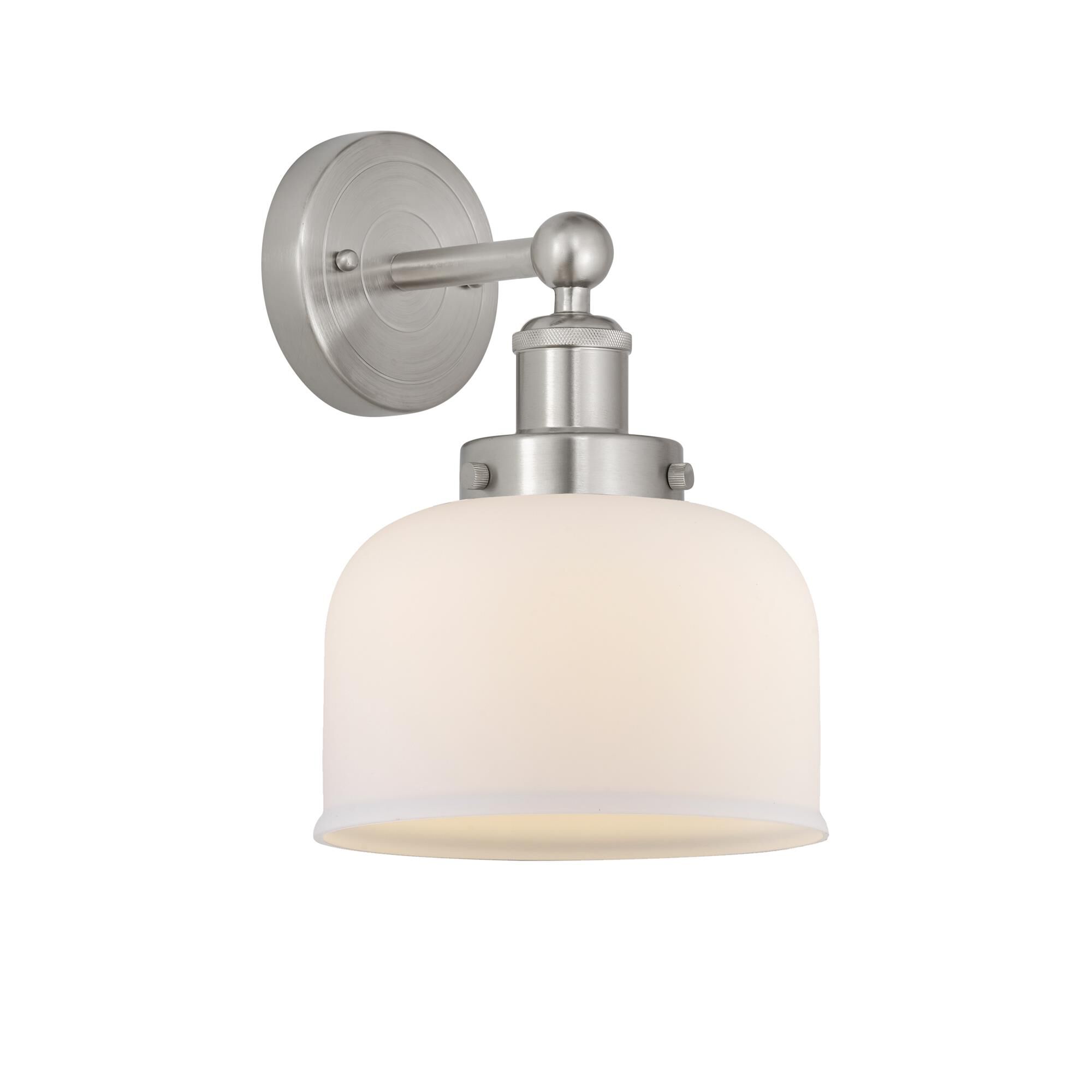 Shown in Brushed Satin Nickel, Matte White finish and Matte White glass and Matte White Glass shade