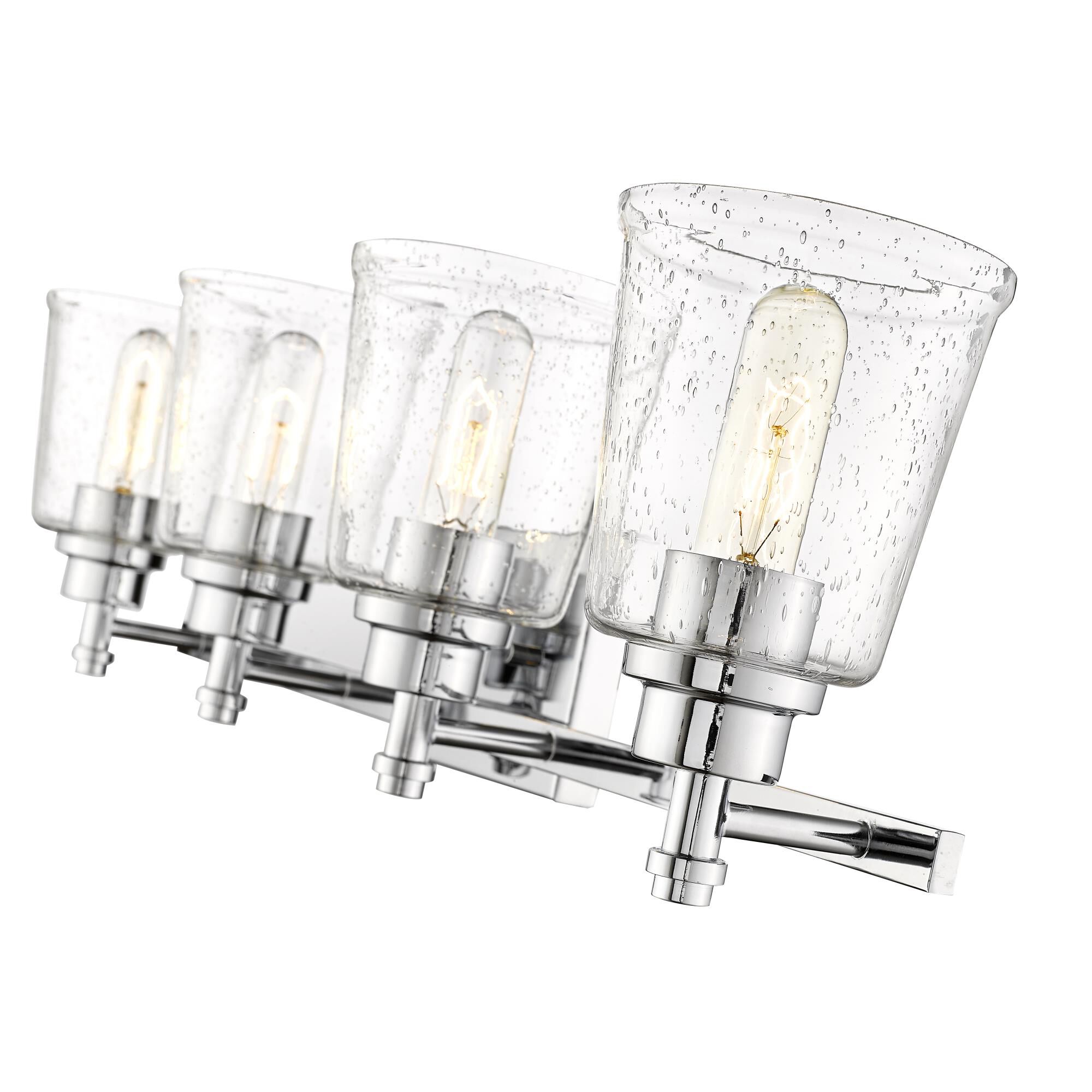 Shown in Chrome finish and Glass shade