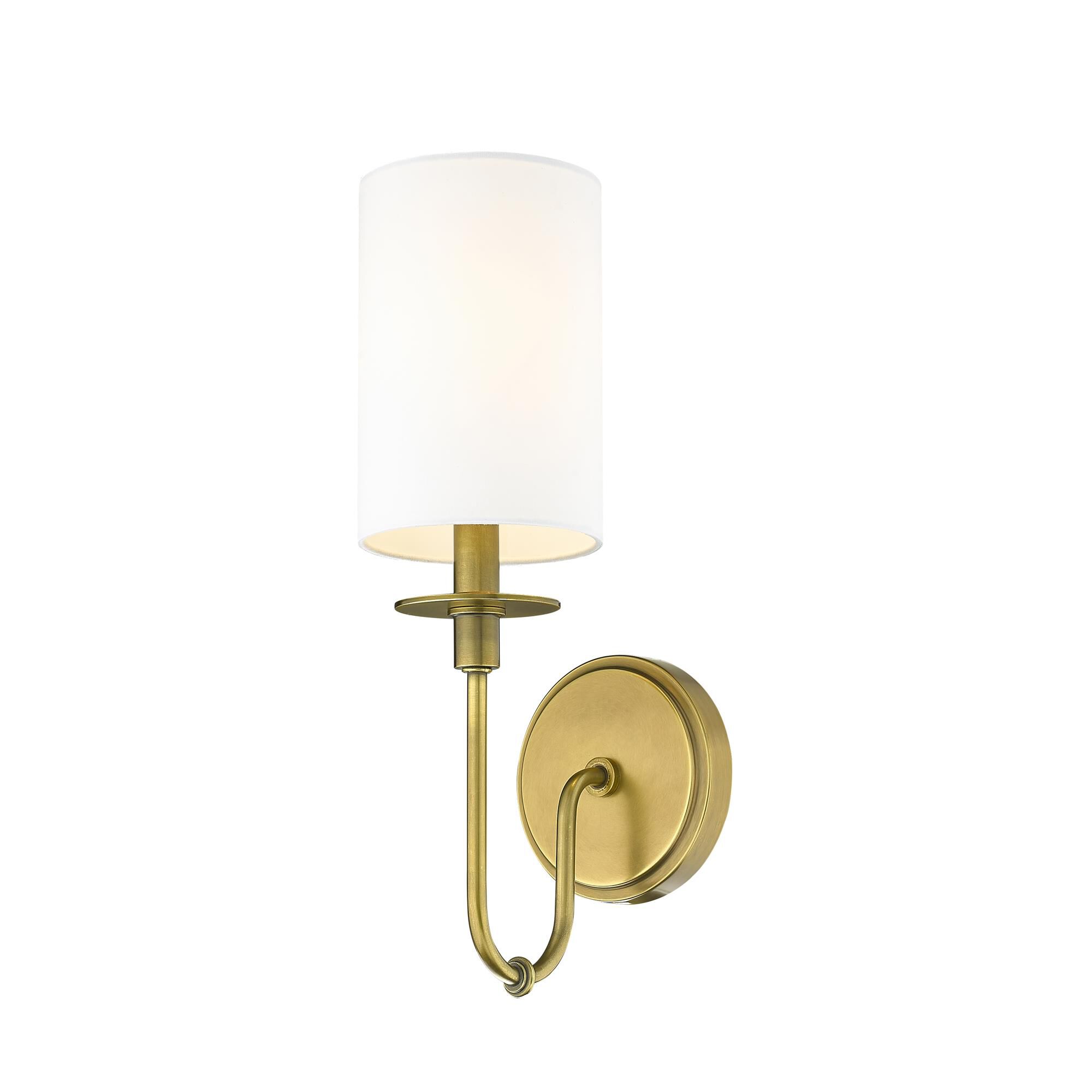 Shown in Rubbed Brass finish and Fabric glass and Fabric shade