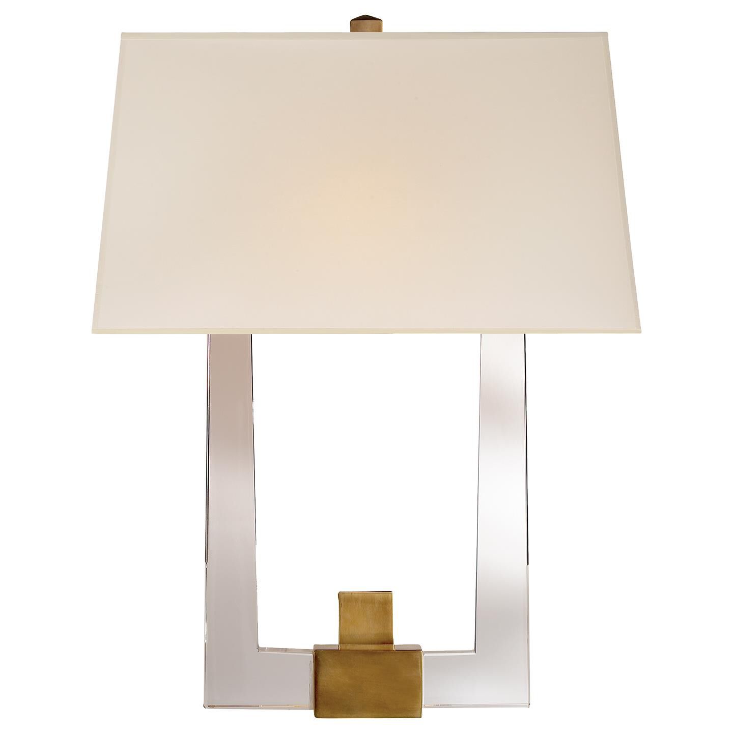 Shown in Crystal With Brass finish and Silk Shield shade
