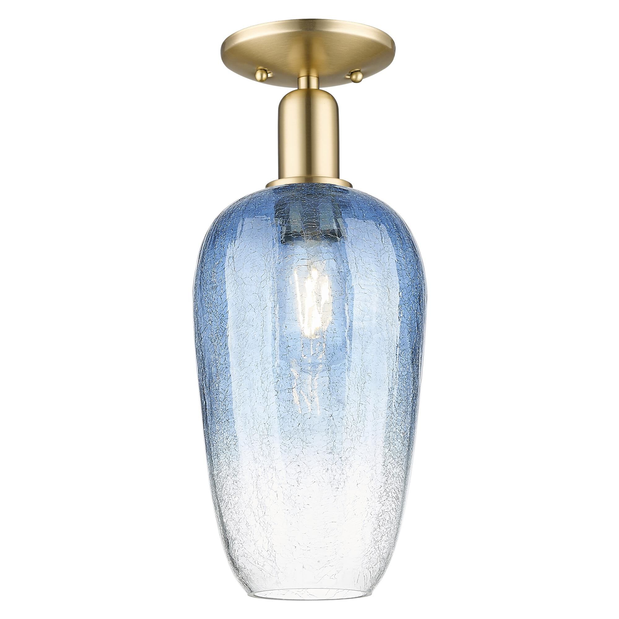 Shown in Champagne Bronze finish and Sapphire Blue glass