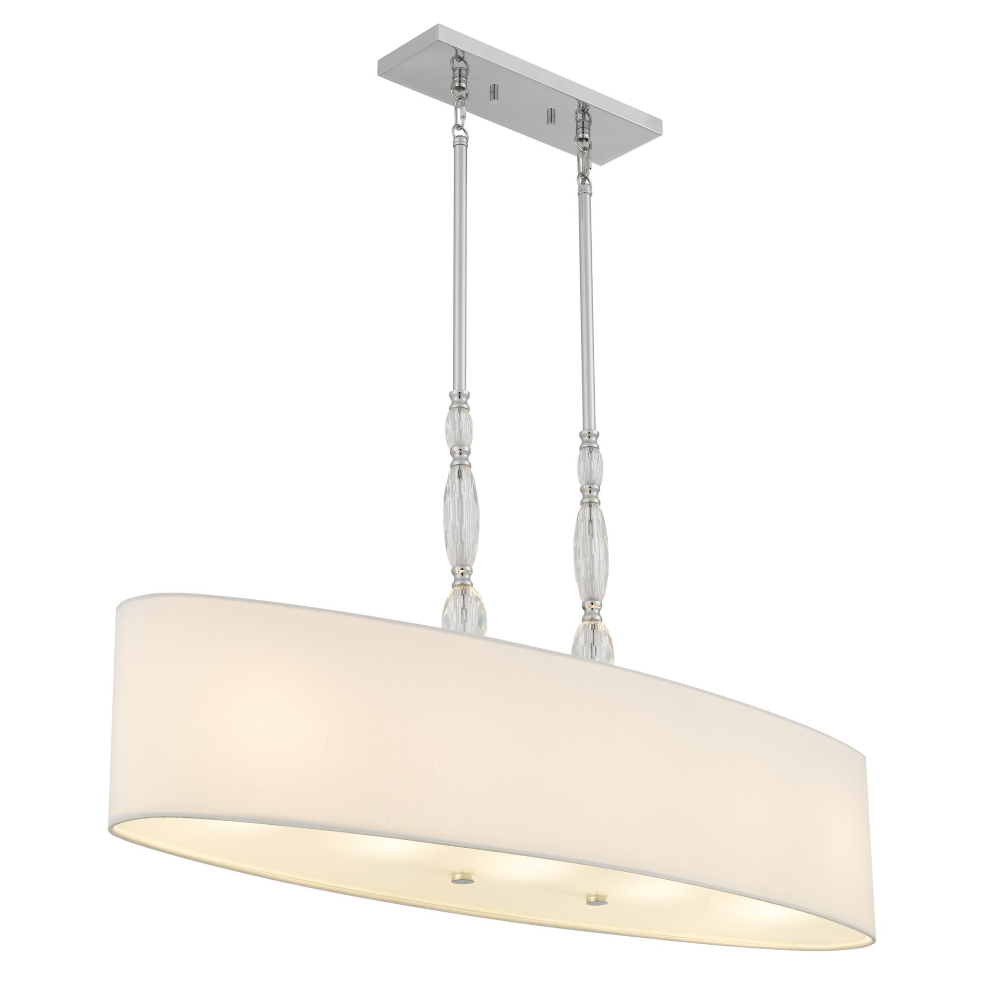 Shown in Polished Chrome finish and White Linen Fabric shade
