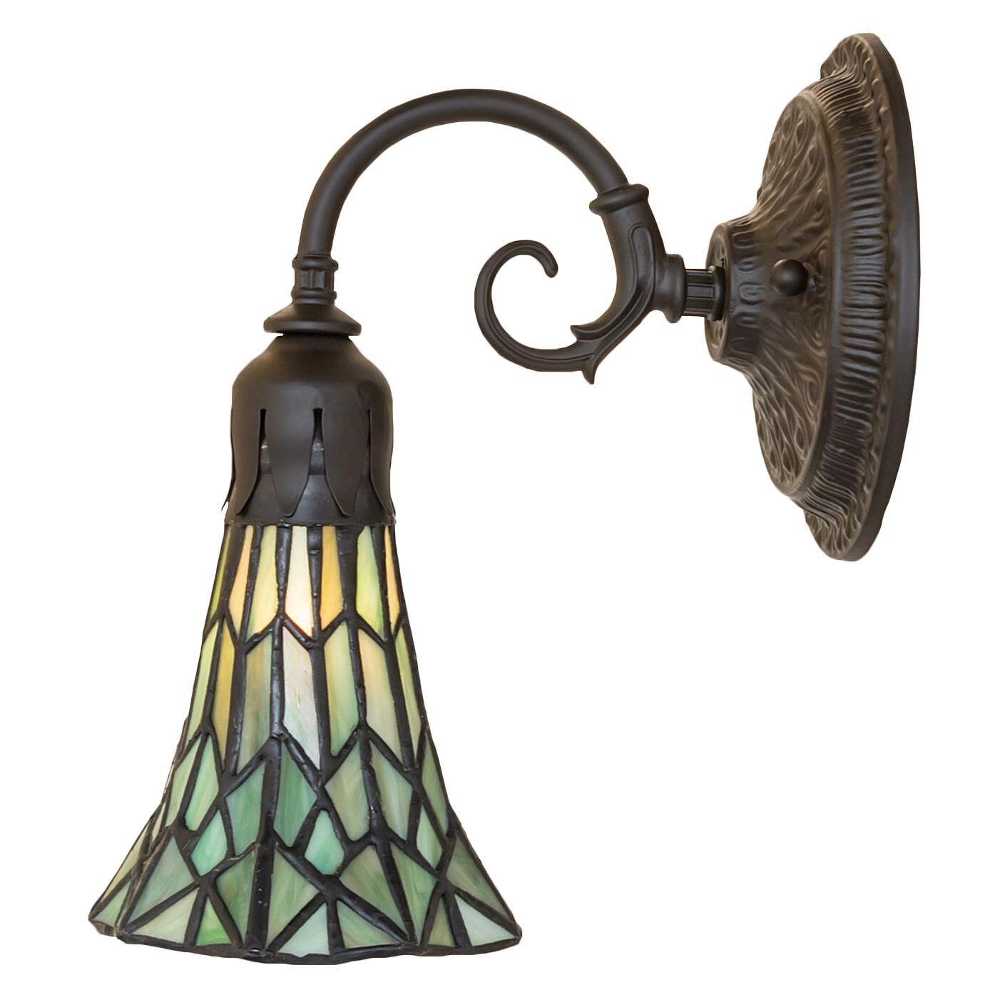 Shown in Oil Rubbed Bronze finish and Green glass