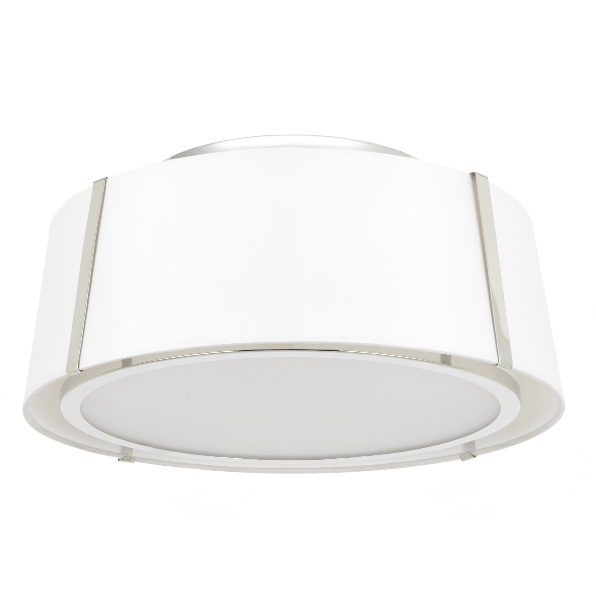 Shown in Polished Nickel finish and Silk glass and White shade