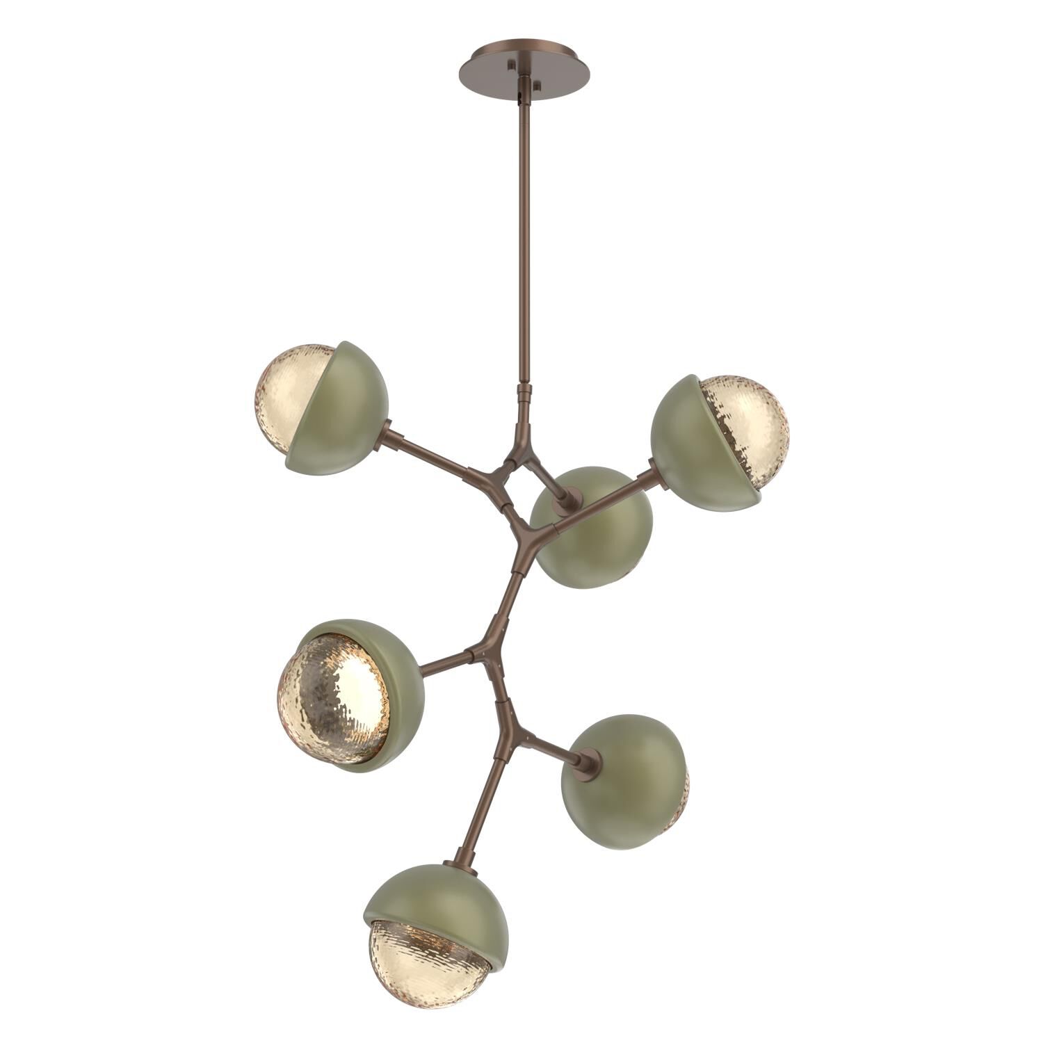 Shown in Burnished Bronze finish and Amber glass and Sage Green accent