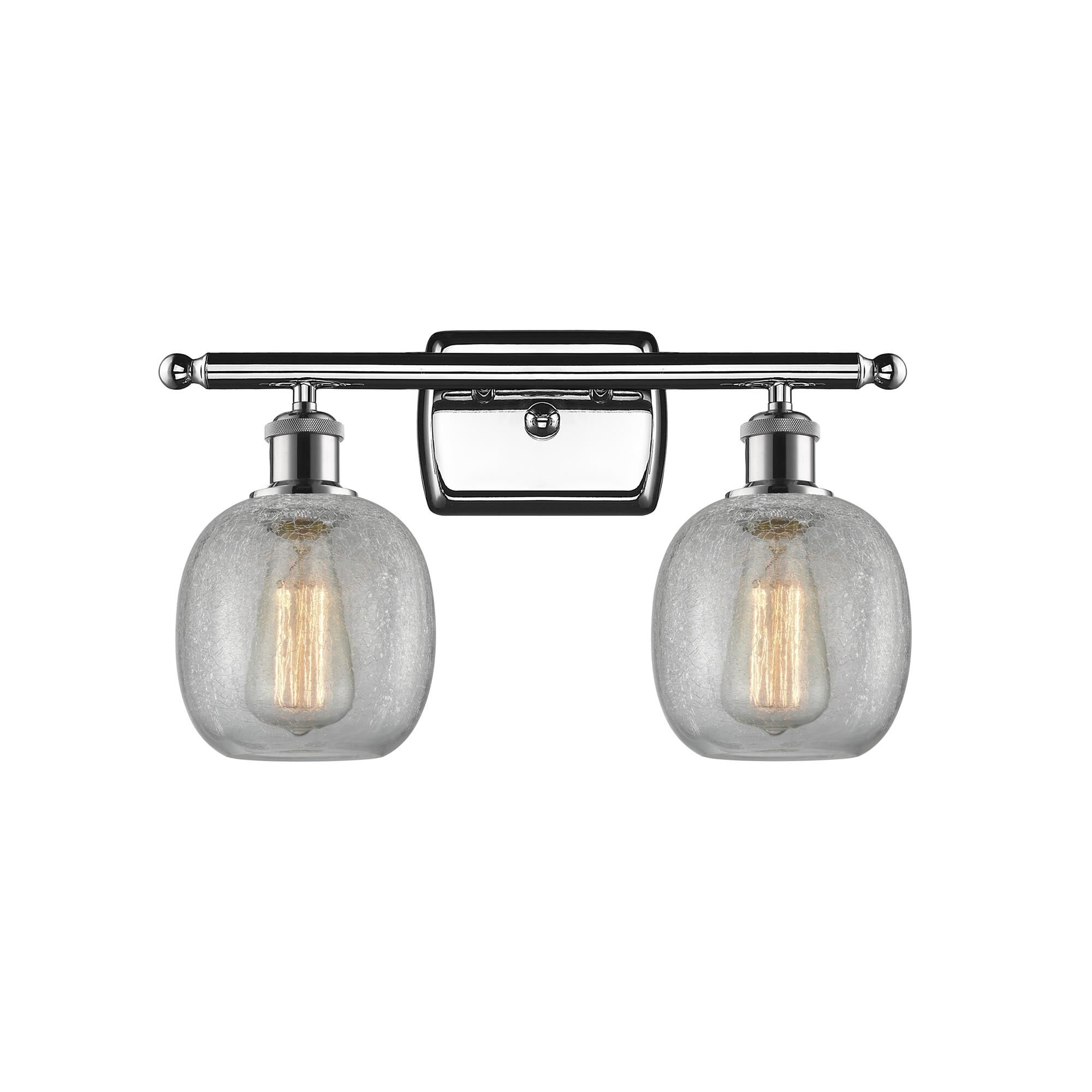 Shown in Polished Chrome finish and Clear Crackle glass