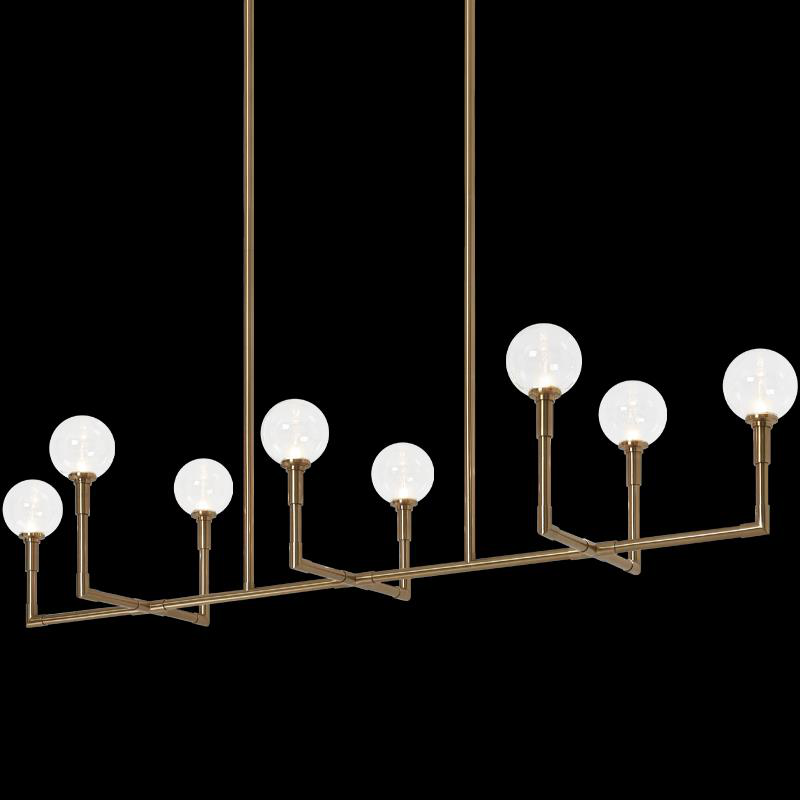 Shown in Aged Gold Brass finish and Clear glass