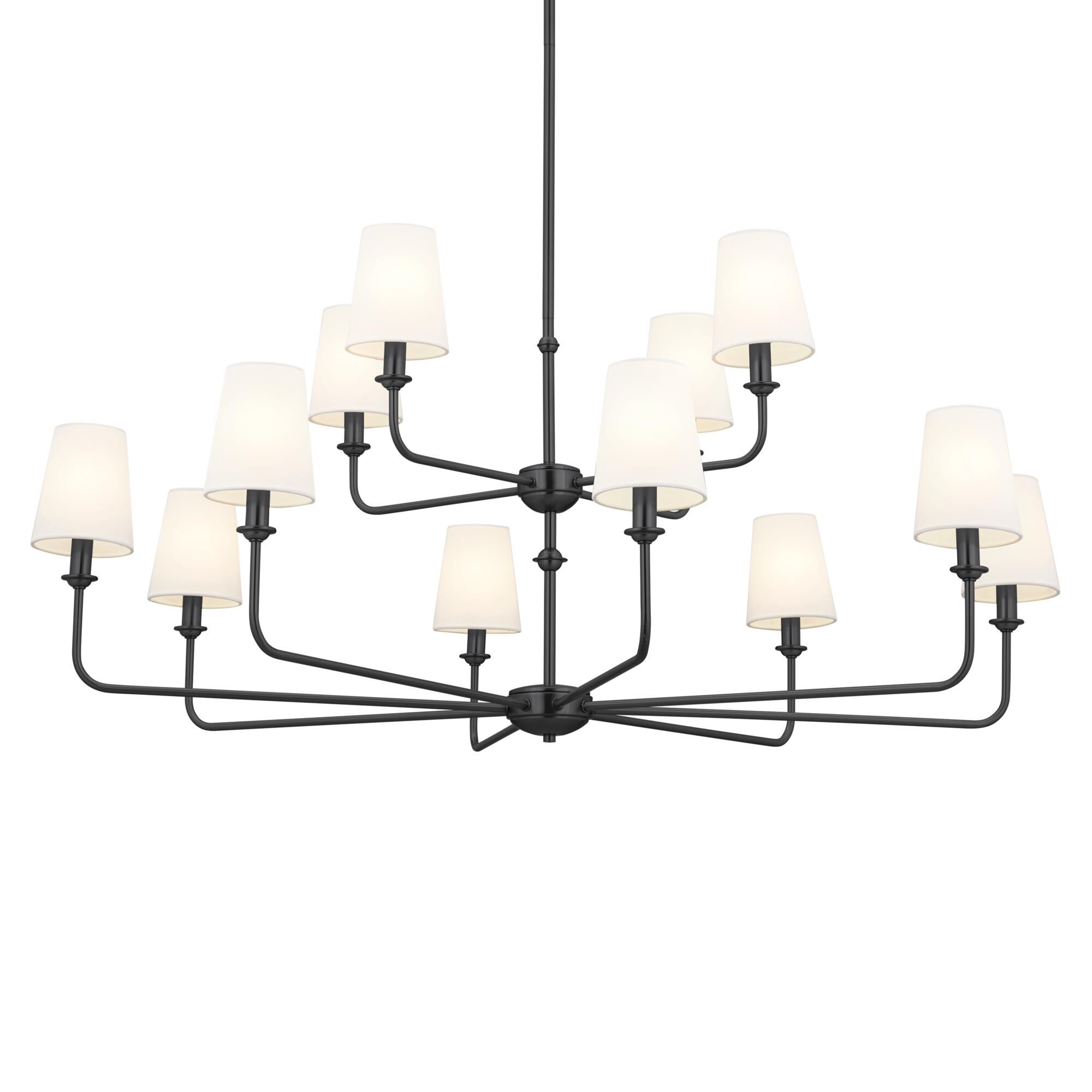 Shown in Black finish and Fabric and Bell shade