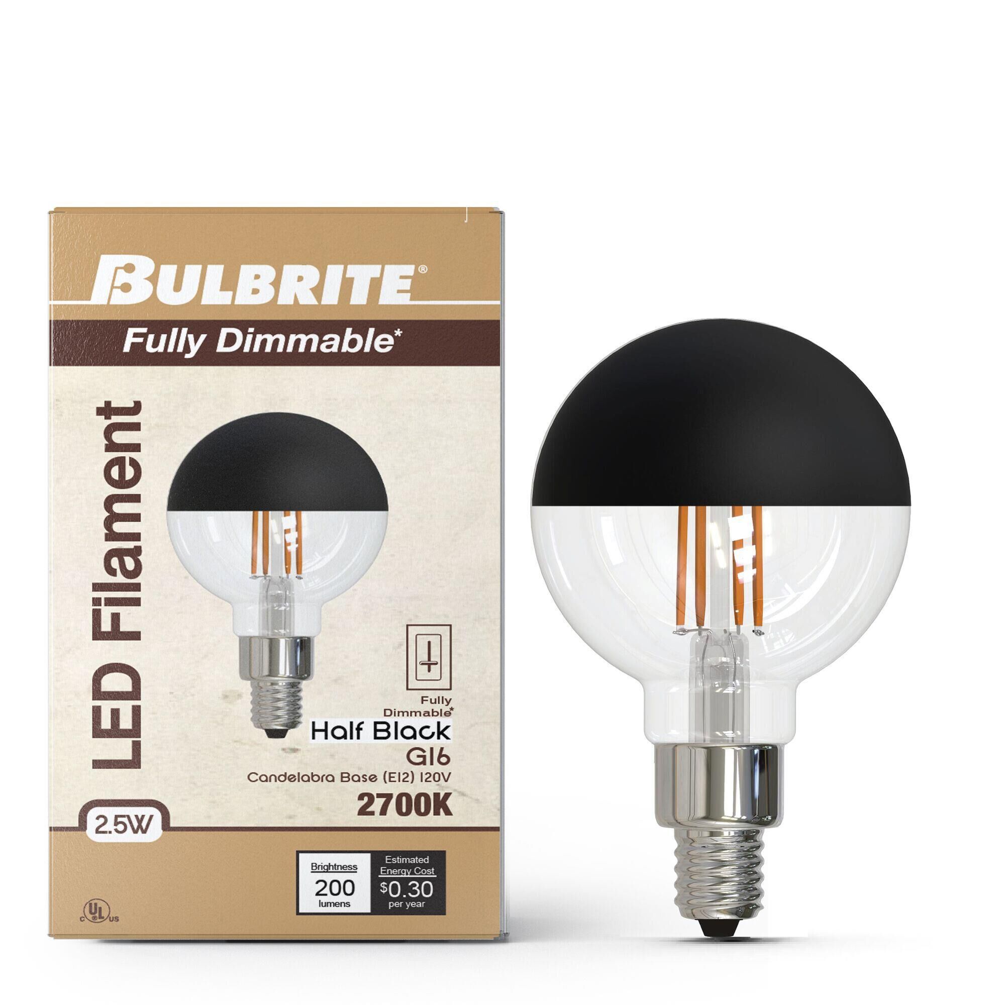 Half Black G25 Base E26 2700K LED Light Bulb by Bulbrite