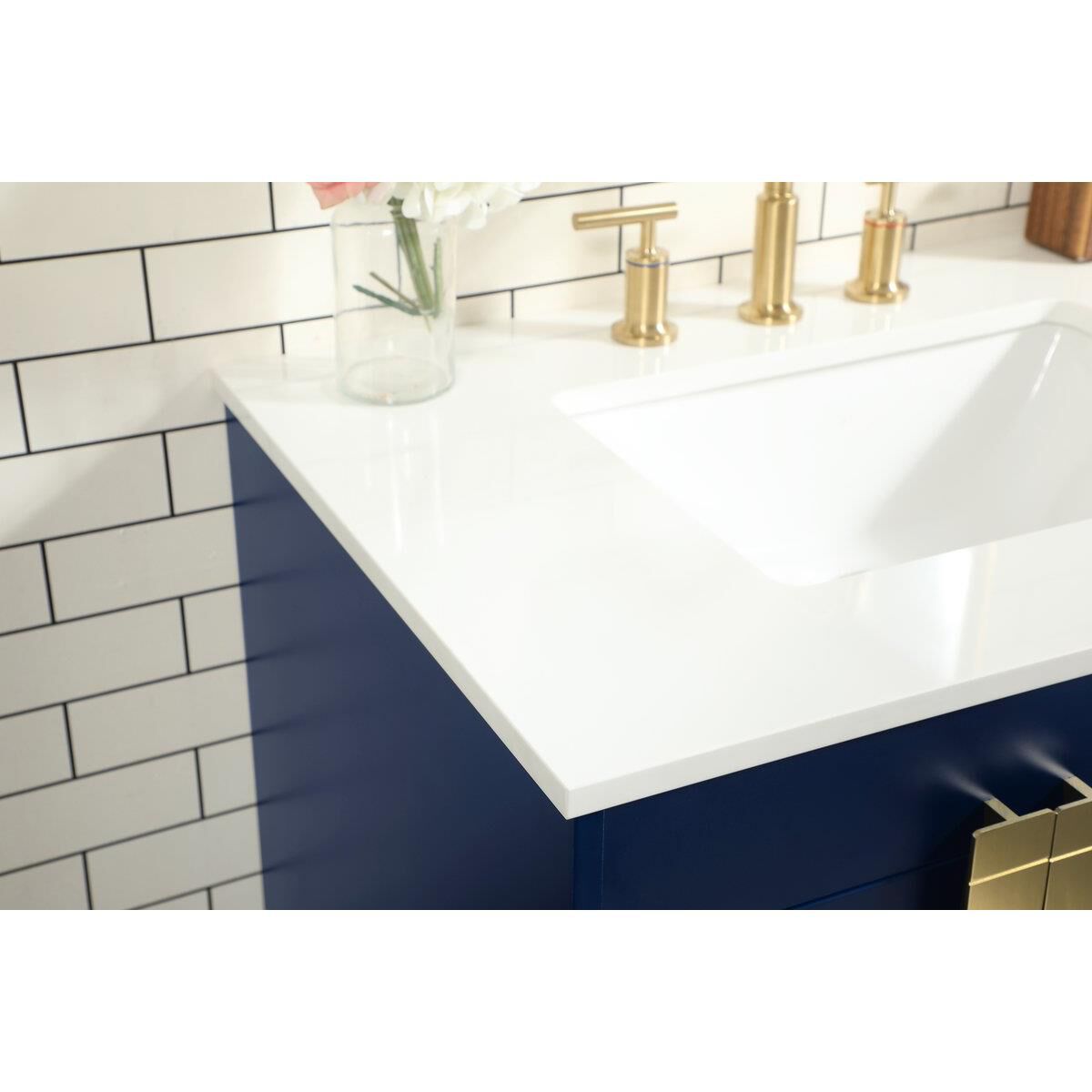 Shown in Blue finish and Without Backsplash accent