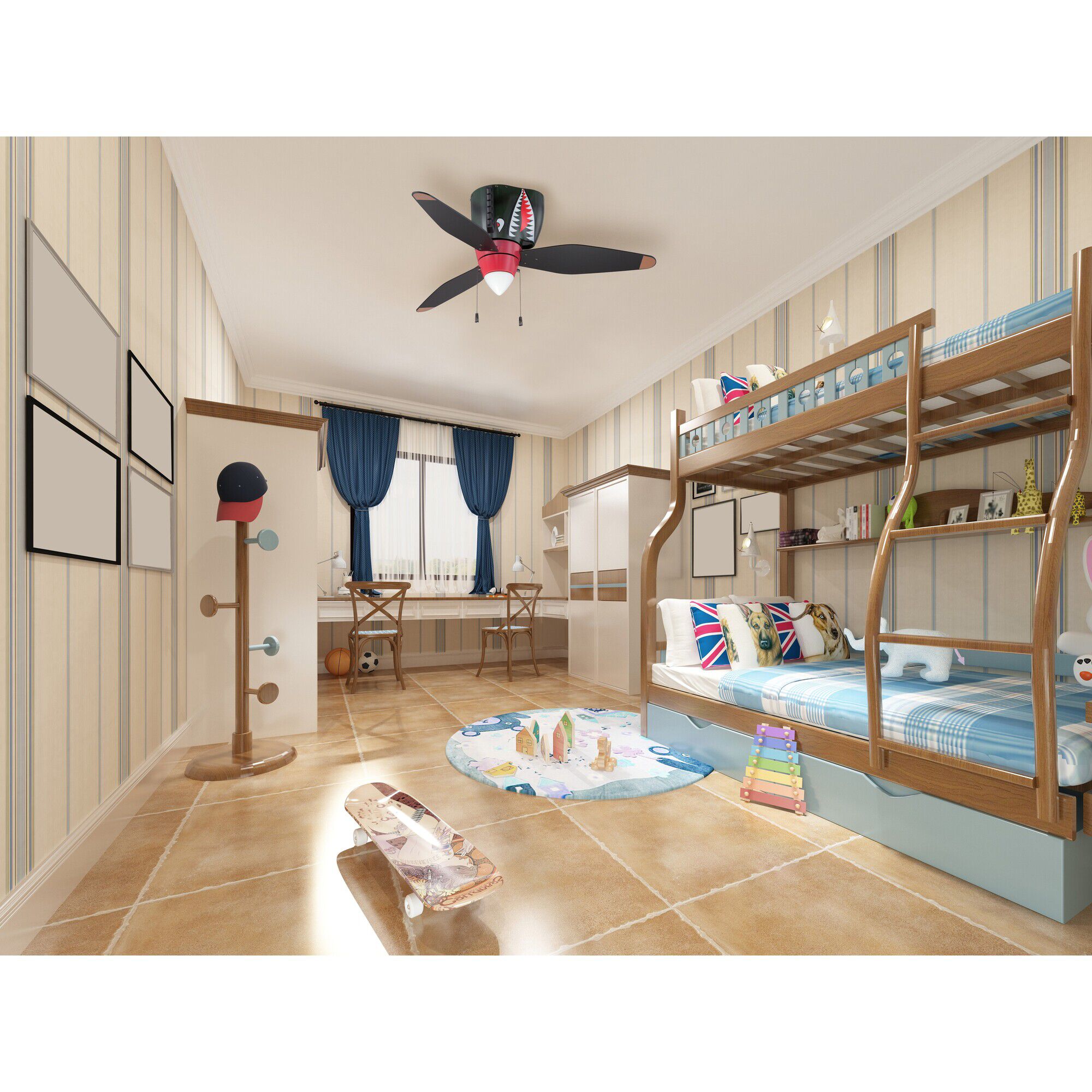 Warplanes 48 Inch Ceiling Fan with Light Kit,