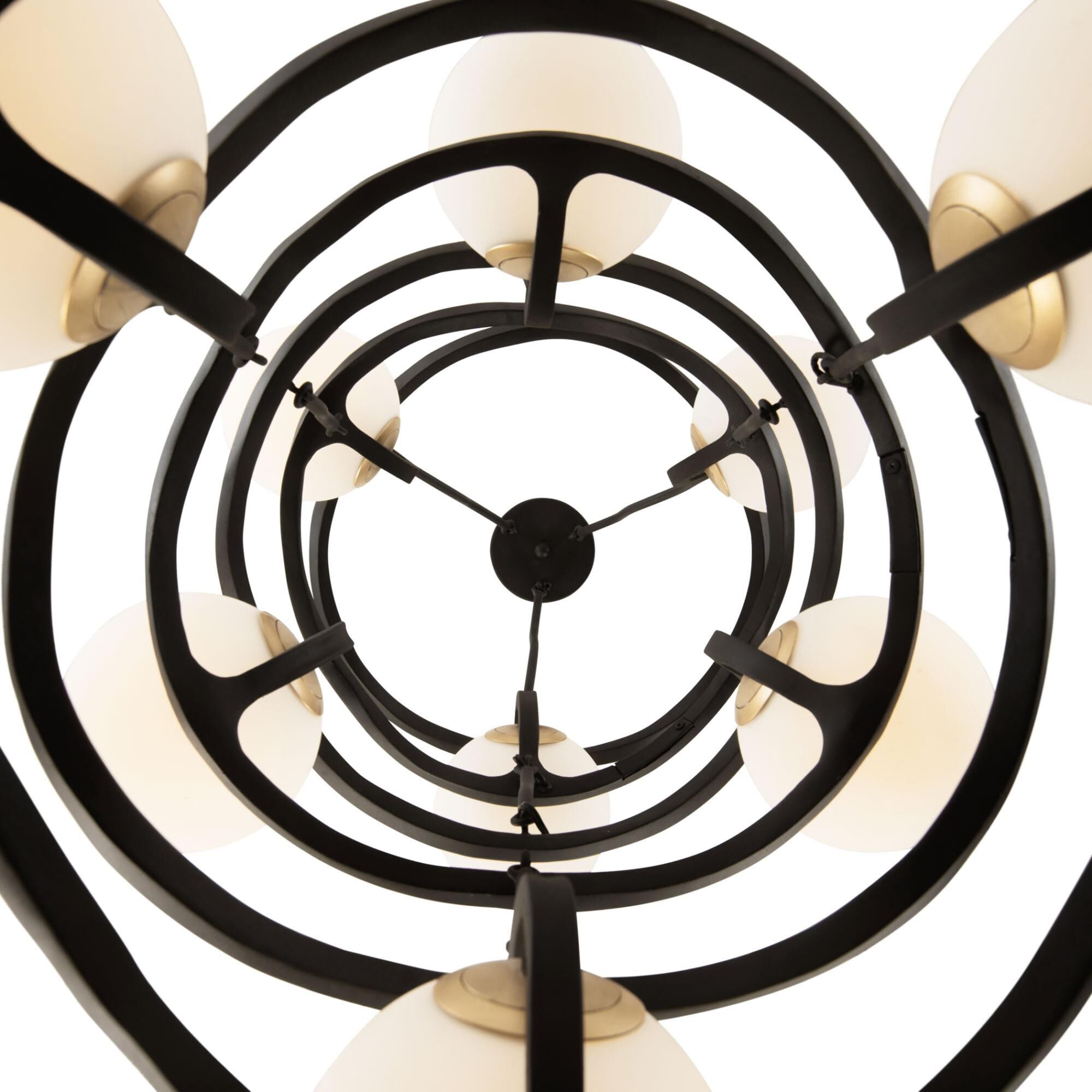 Shown in Carbon and French Gold finish and Frosted White  glass