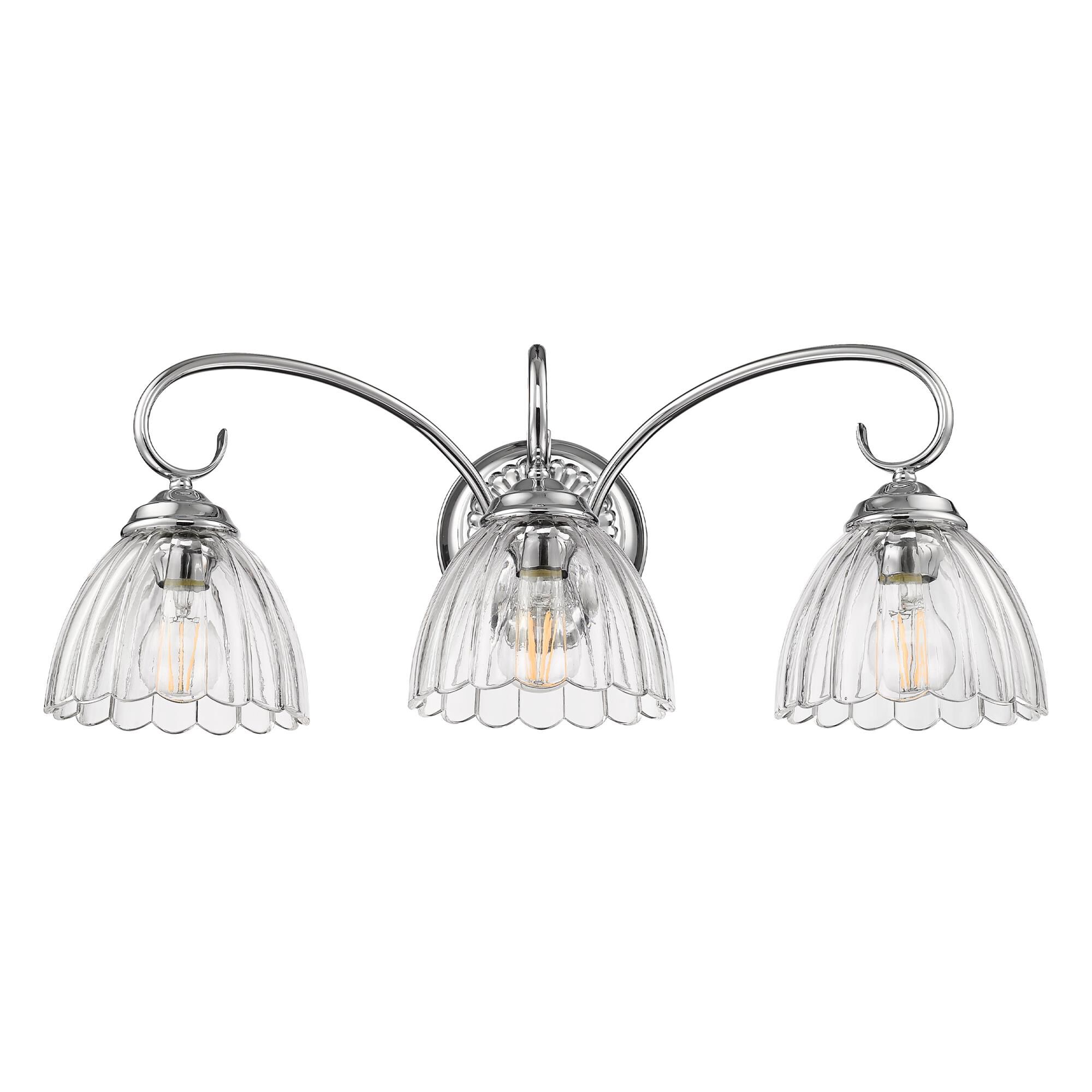 Shown in Chrome finish and Clear glass