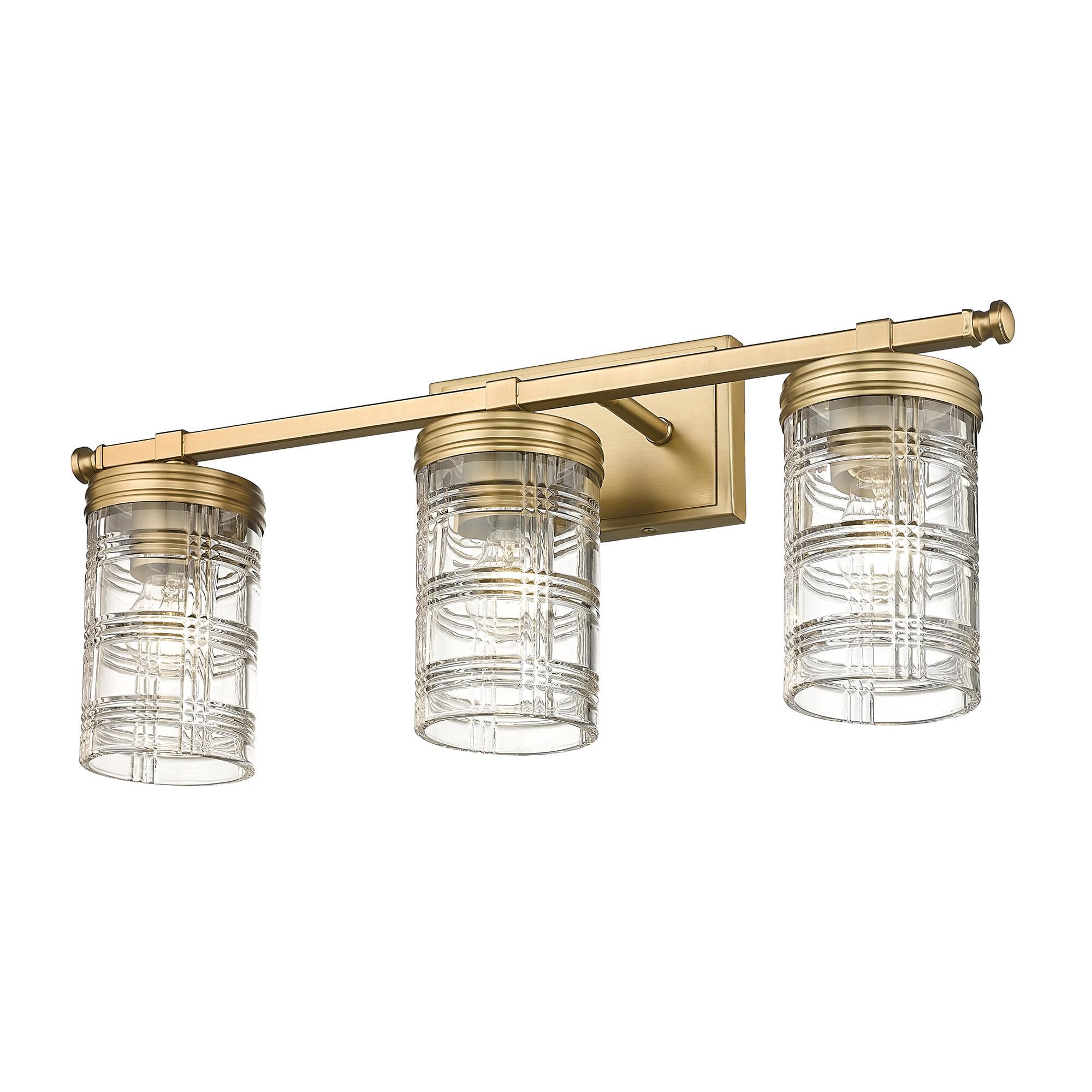 Shown in Heirloom Gold finish and Clear glass