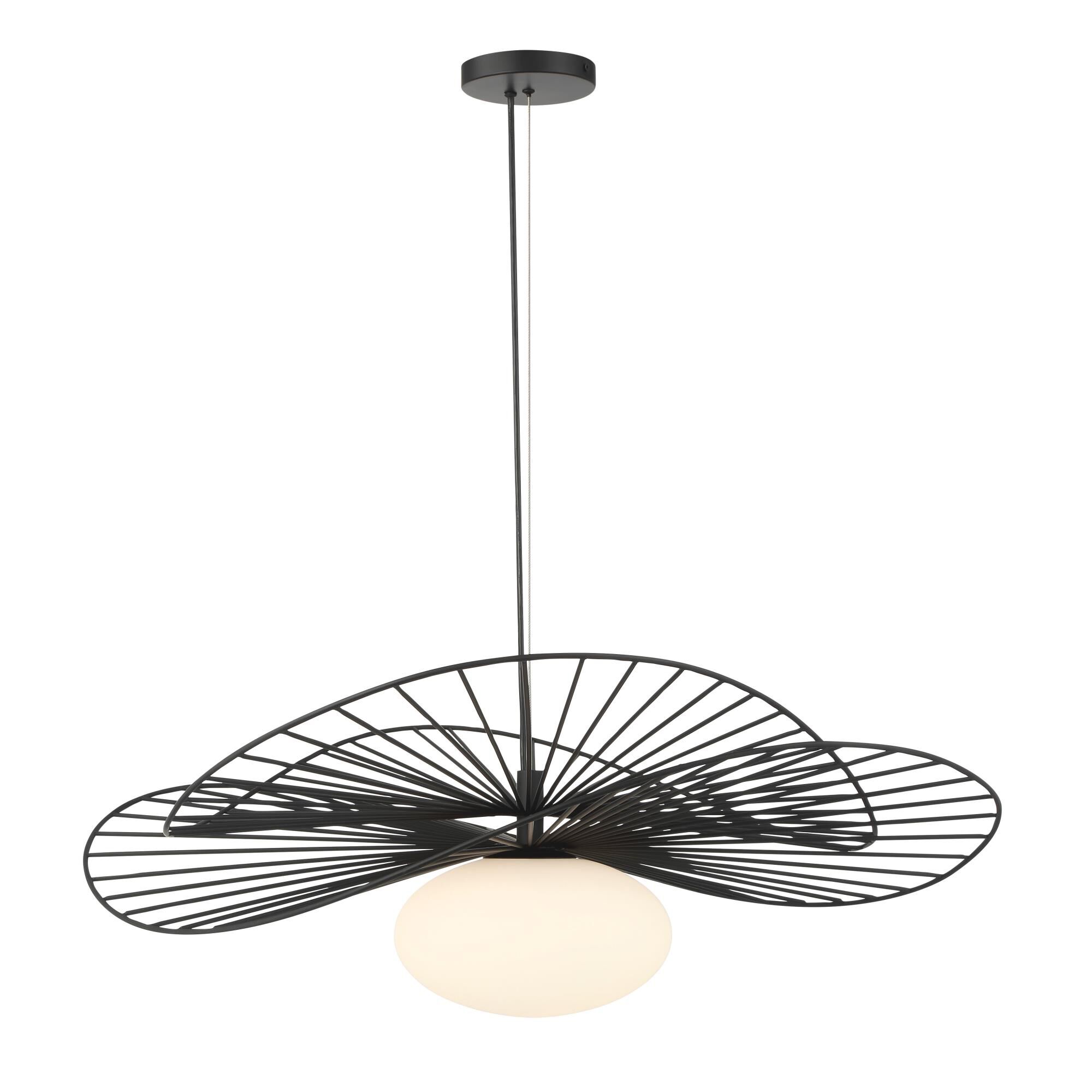 Shown in Dark Matte Black finish and White glass and Etched Opal Glass shade
