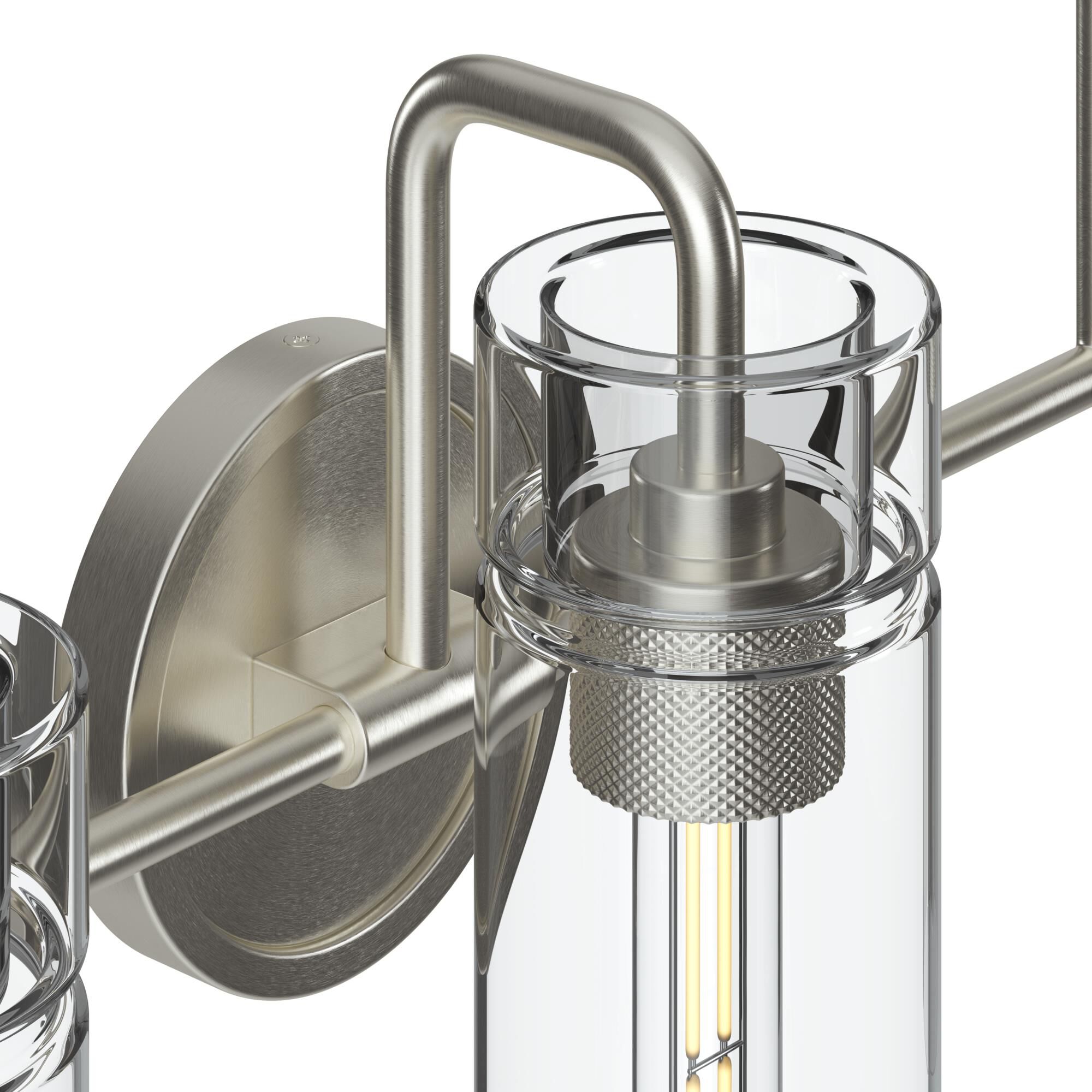 Shown in Brushed Nickel finish and Clear glass