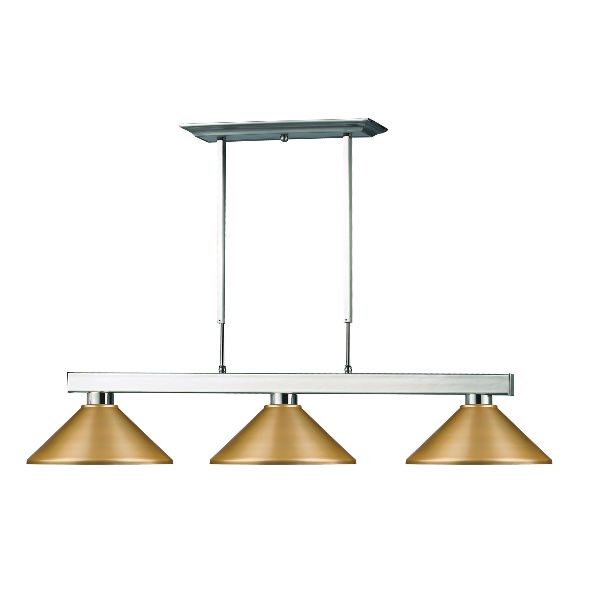 Shown in Brushed Nickel finish and Steel glass and Steel shade