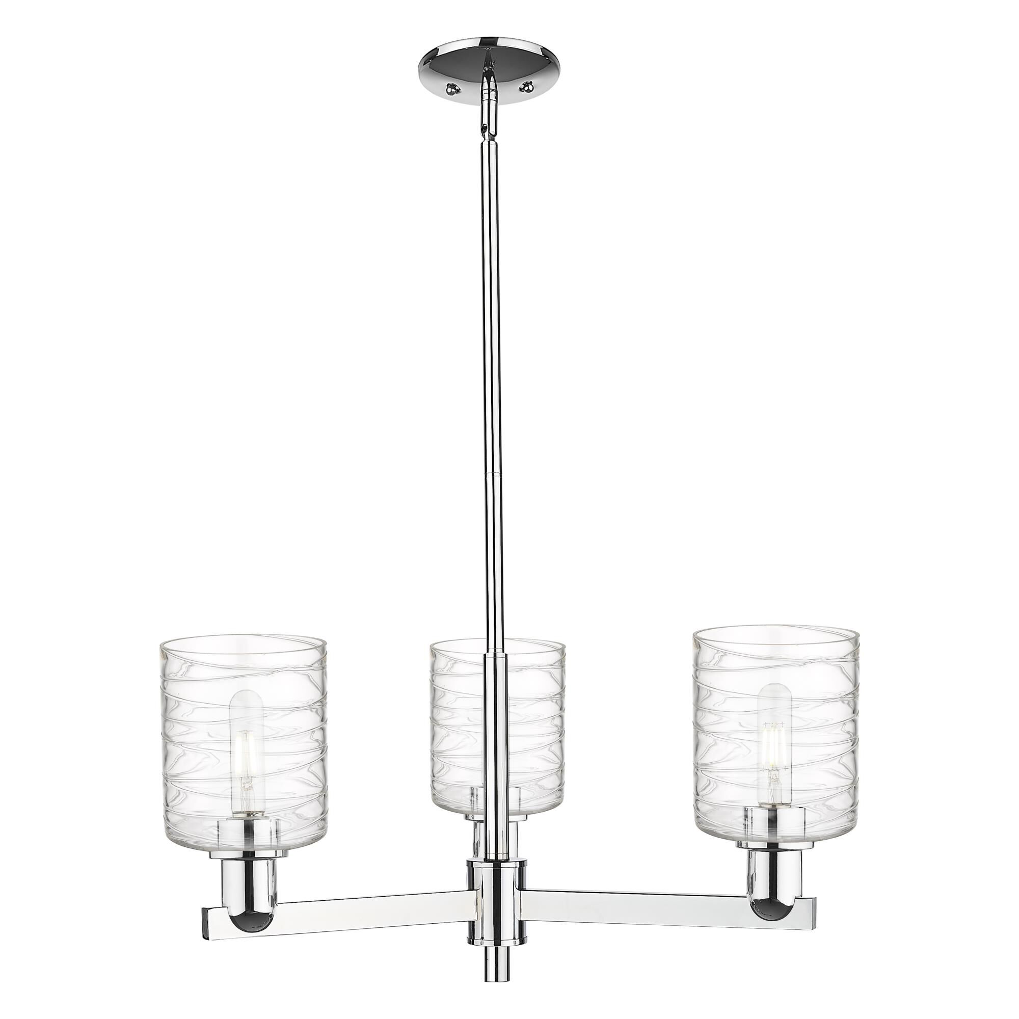 Shown in Polished Chrome finish and Deco Swirl glass