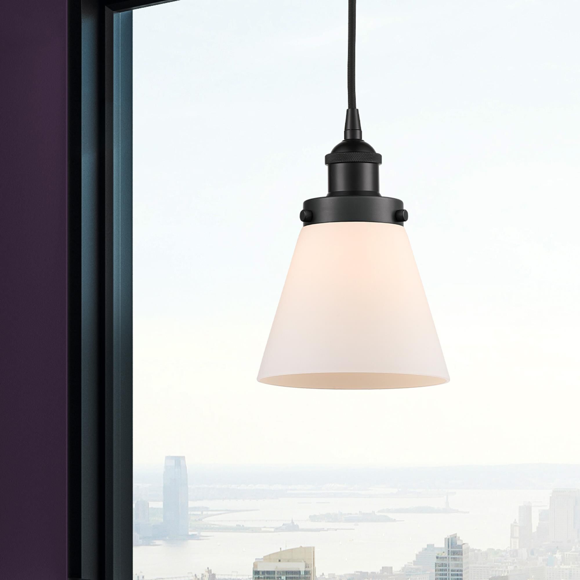 Shown in Matte Black finish and Matte White Cased Small Cone glass