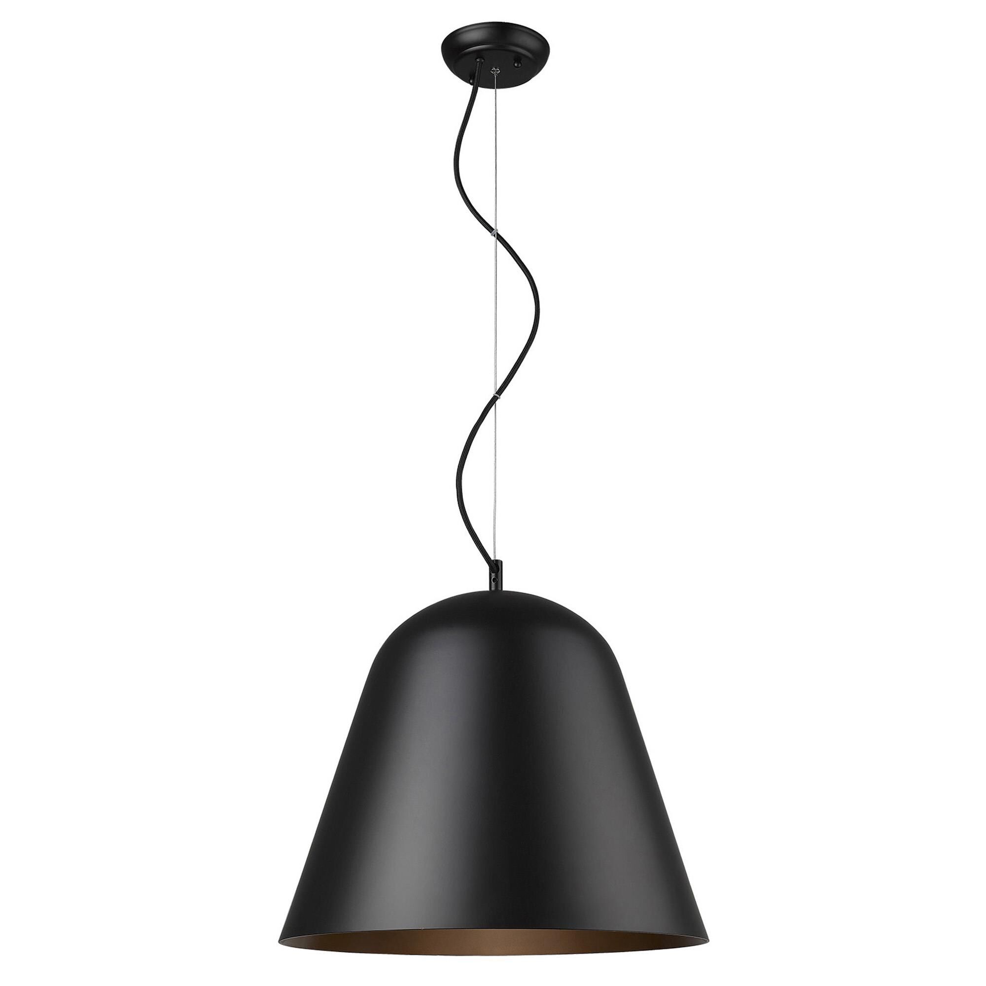 Shown in Matte Black finish and Matte Black glass and Black Metal Cone Shaped  W/ Copper Interior shade