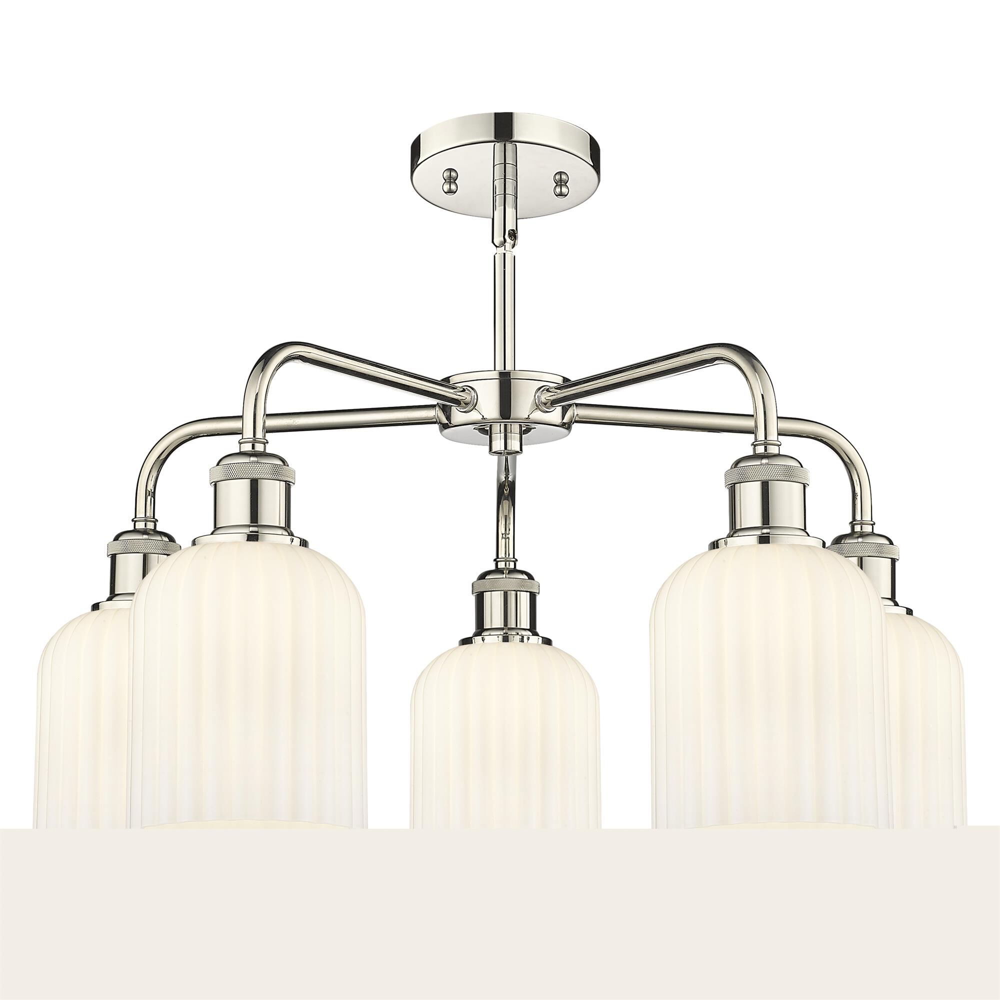 Shown in Polished Nickel finish and Gloss White shade
