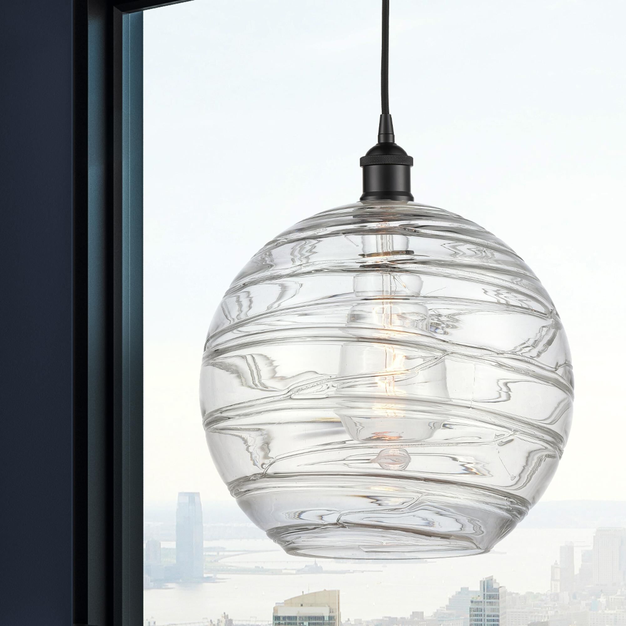 Shown in Matte Black finish and Clear Athens Deco Swirl 8