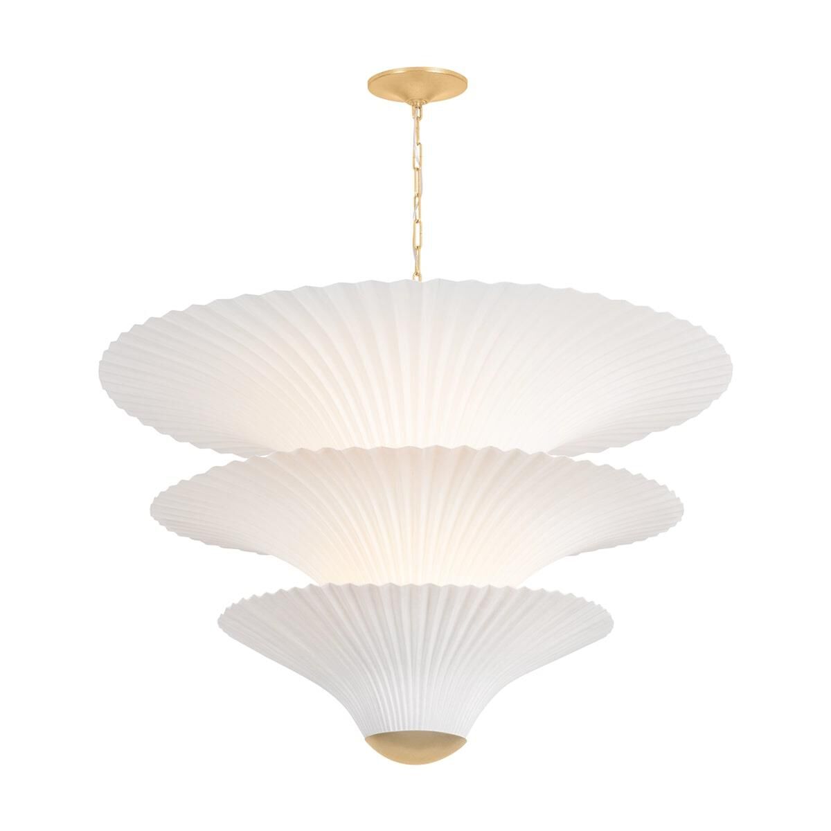 Shown in Vintage Gold Leaf finish and Handmade Paper shade