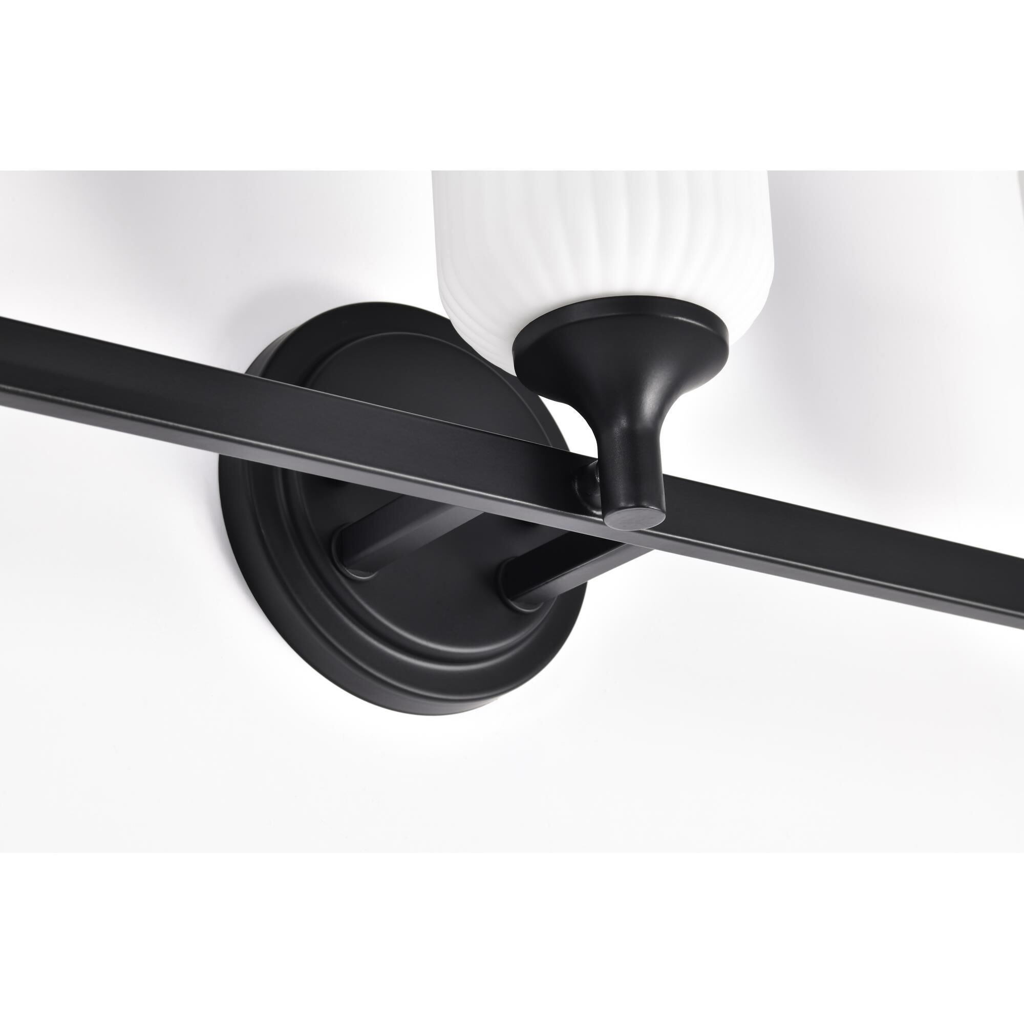 Shown in Matte Black finish and Frosted Ribbed glass