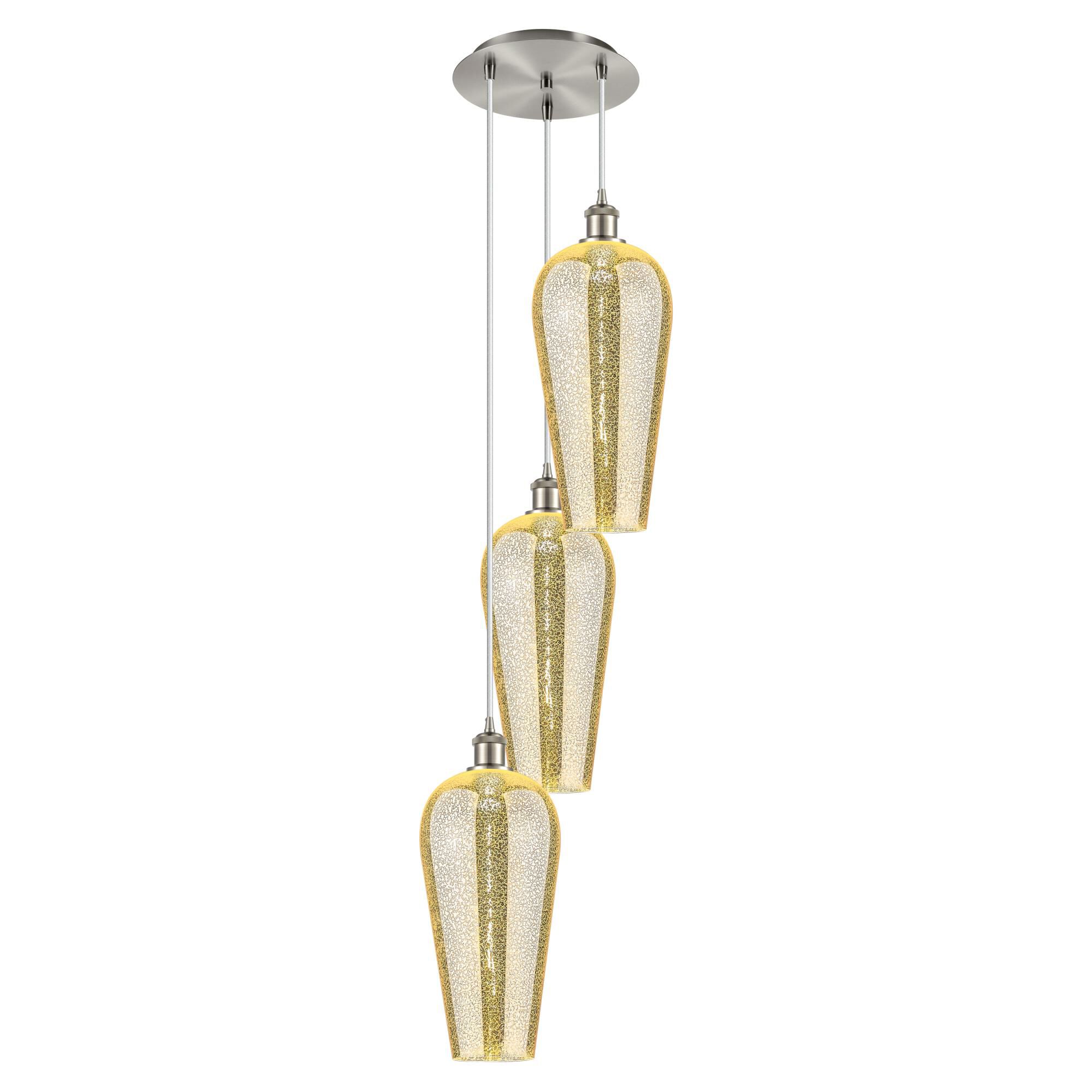 Shown in Brushed Satin Nickel finish and Mercury glass