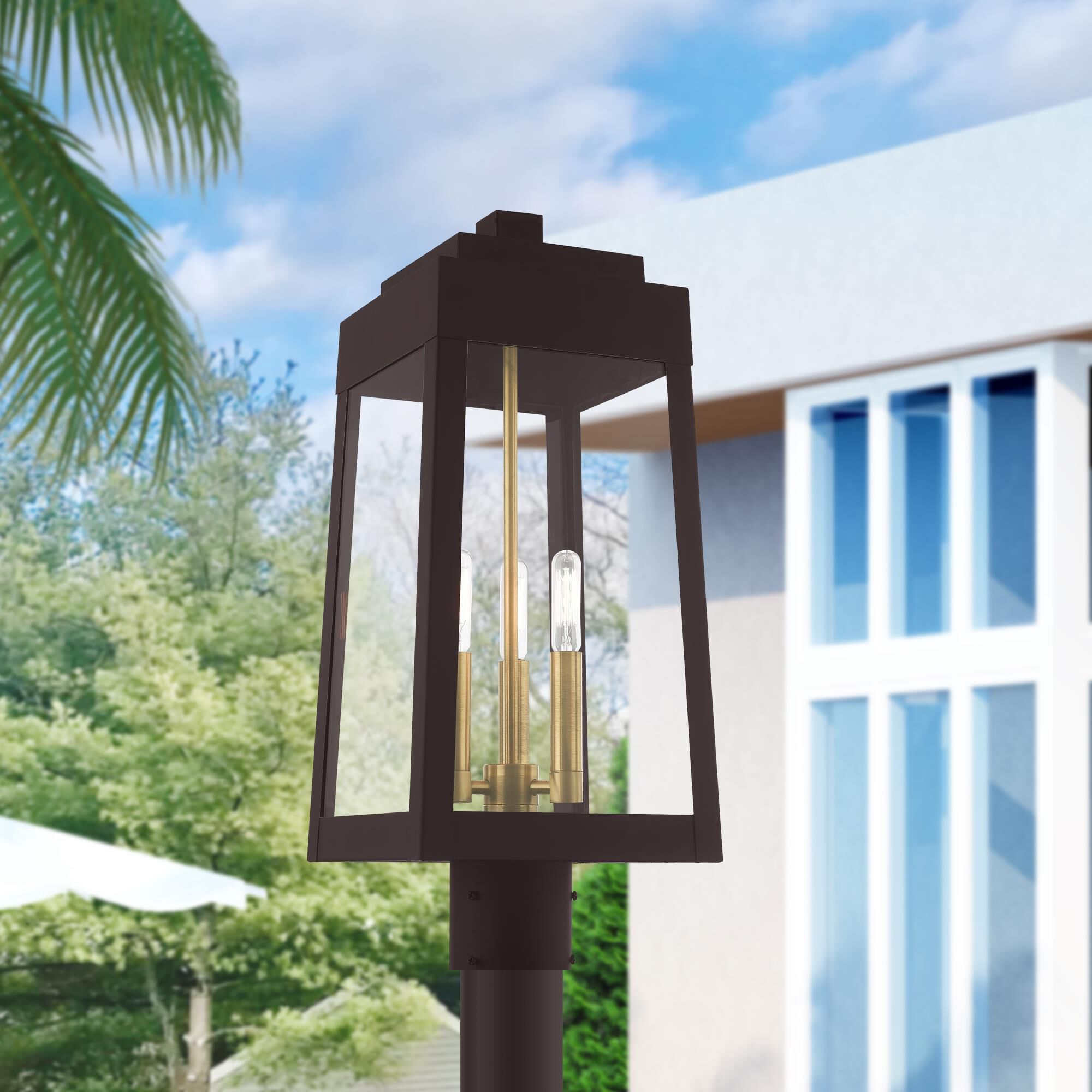 Oslo 20 Inch Tall 3 Light Outdoor Post Lamp by Livex Lighting