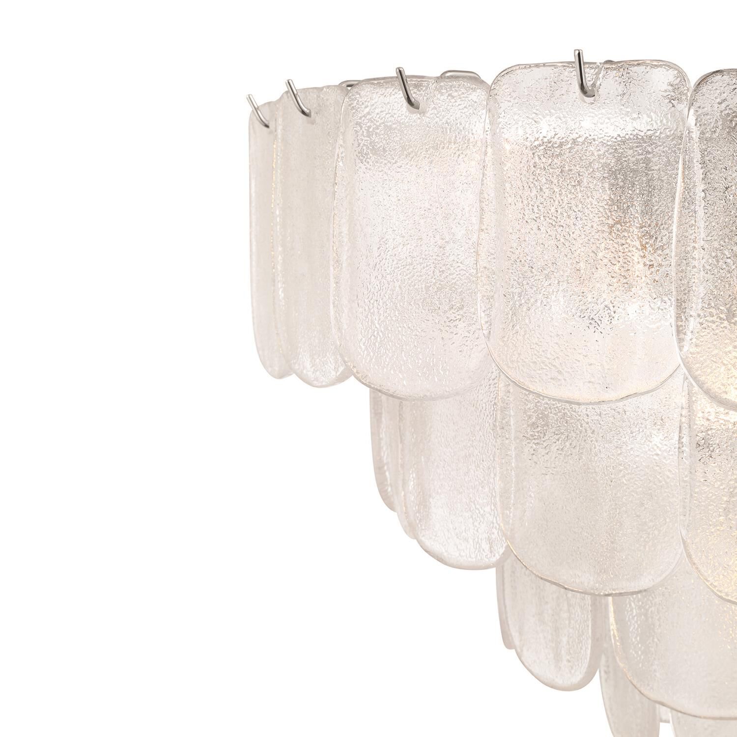 Shown in Polished Nickel and Crystalline finish and Piastra glass